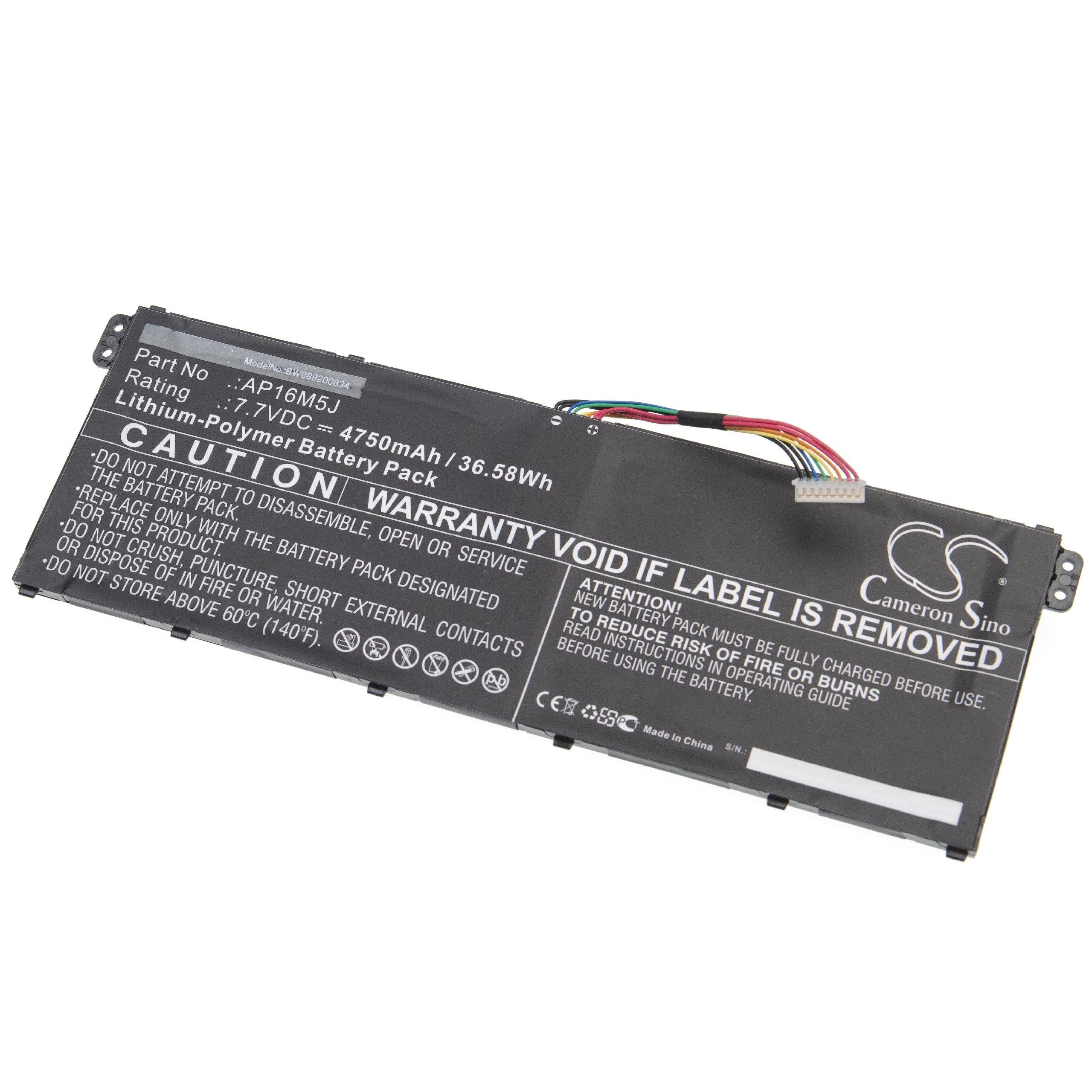 vhbw Akku passend für Acer Aspire 3 A315-53-52VB, A317-32-C60Z, Laptop-Akku Akku Li-Polymer 4750 mAh (7,7 V), Leistungsfähiger Austausch-Akku für Notebook, Wiederaufladbar, Jede