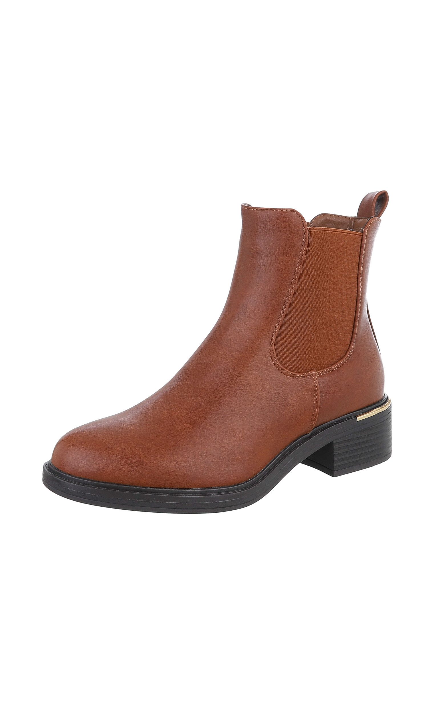 Ital-Design Damen Chelsea Freizeit Chelseaboots (84338008) Blockabsatz Chelsea Boots in Camel