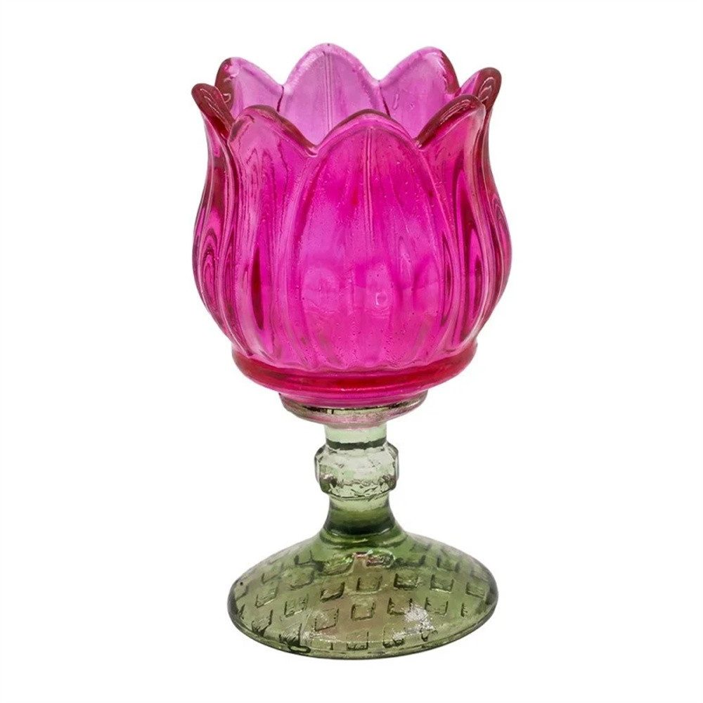 Clayre & Eef Teelichthalter Flower (Glas, 1 St., Blume), ca. Ø 7 x 13 cm
