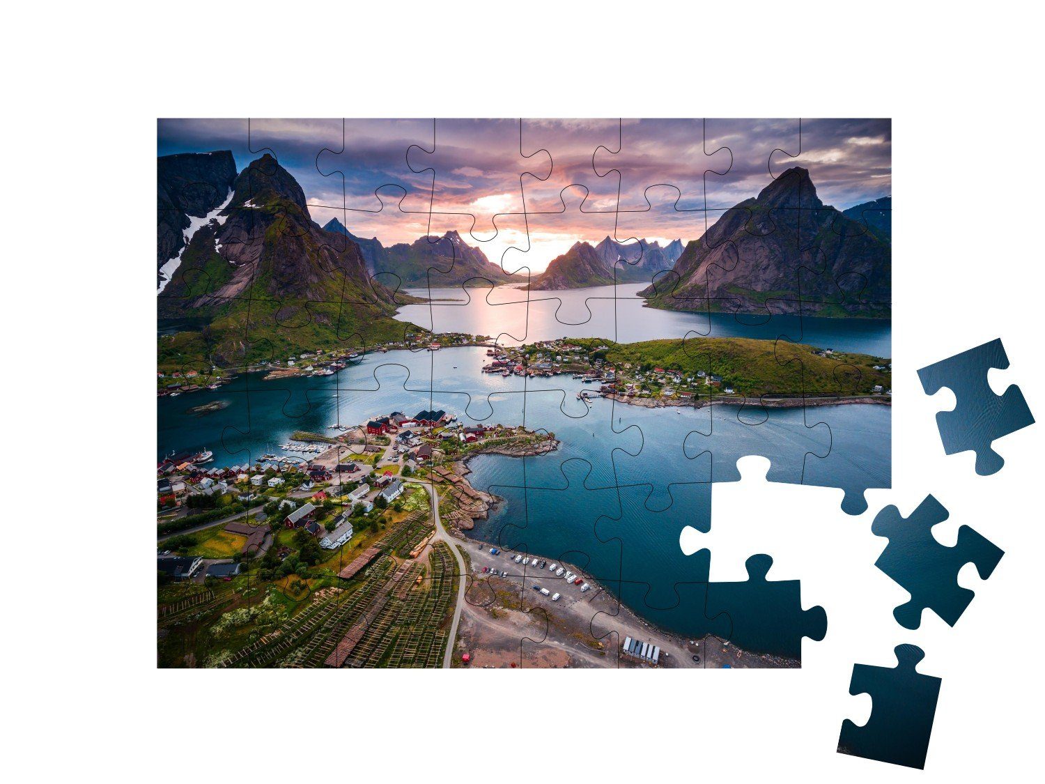 puzzleYOU Puzzle Unverwechselbare Landschaft der 48 Lofoten Lofoten, Norwegen, puzzleYOU-Kollektionen Puzzleteile