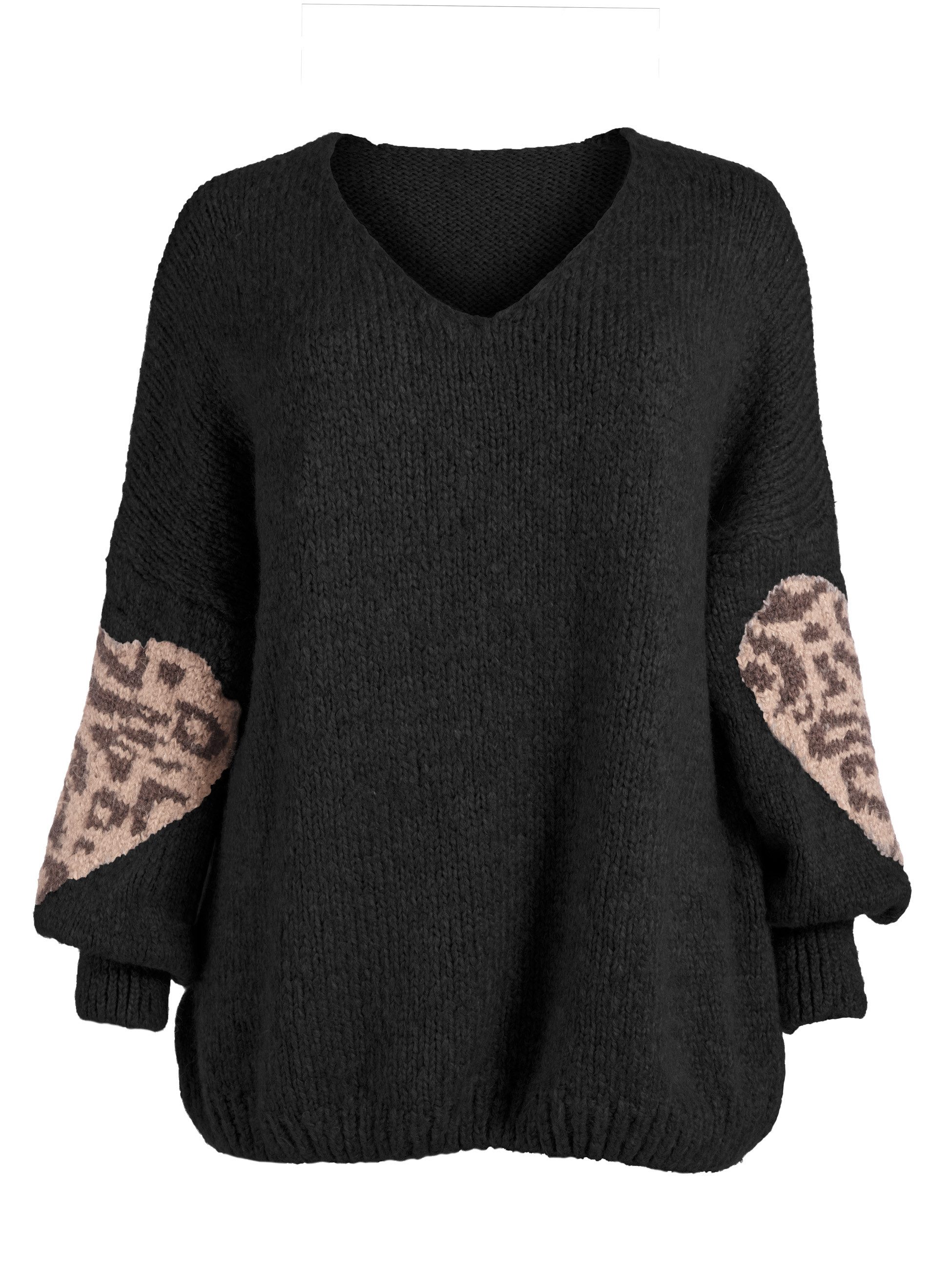 Strickpullover Oversized Pullover mit V-Ausschnitt