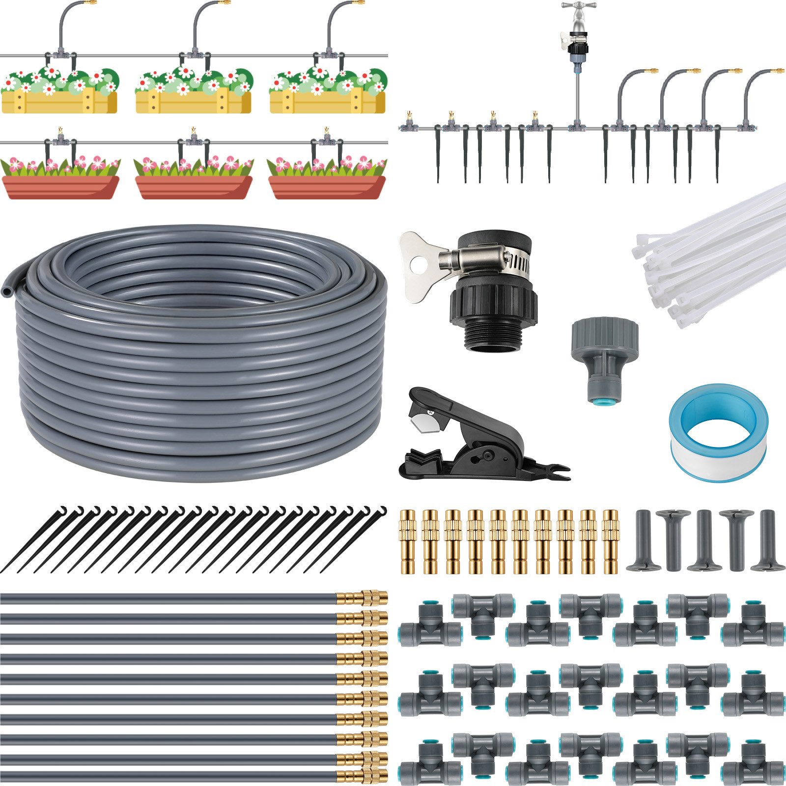 TLGREEN Bewässerungssystem 360° flexibel einstellbar Gartenbewässerungssystem, (20M Bewässerungsrohre Bewässerungssets, Quick-connect DIY Micro Drip System Bewässerung Kit,Misting System), für Garten Pflanzen, Landschaft, and Gewächshaus