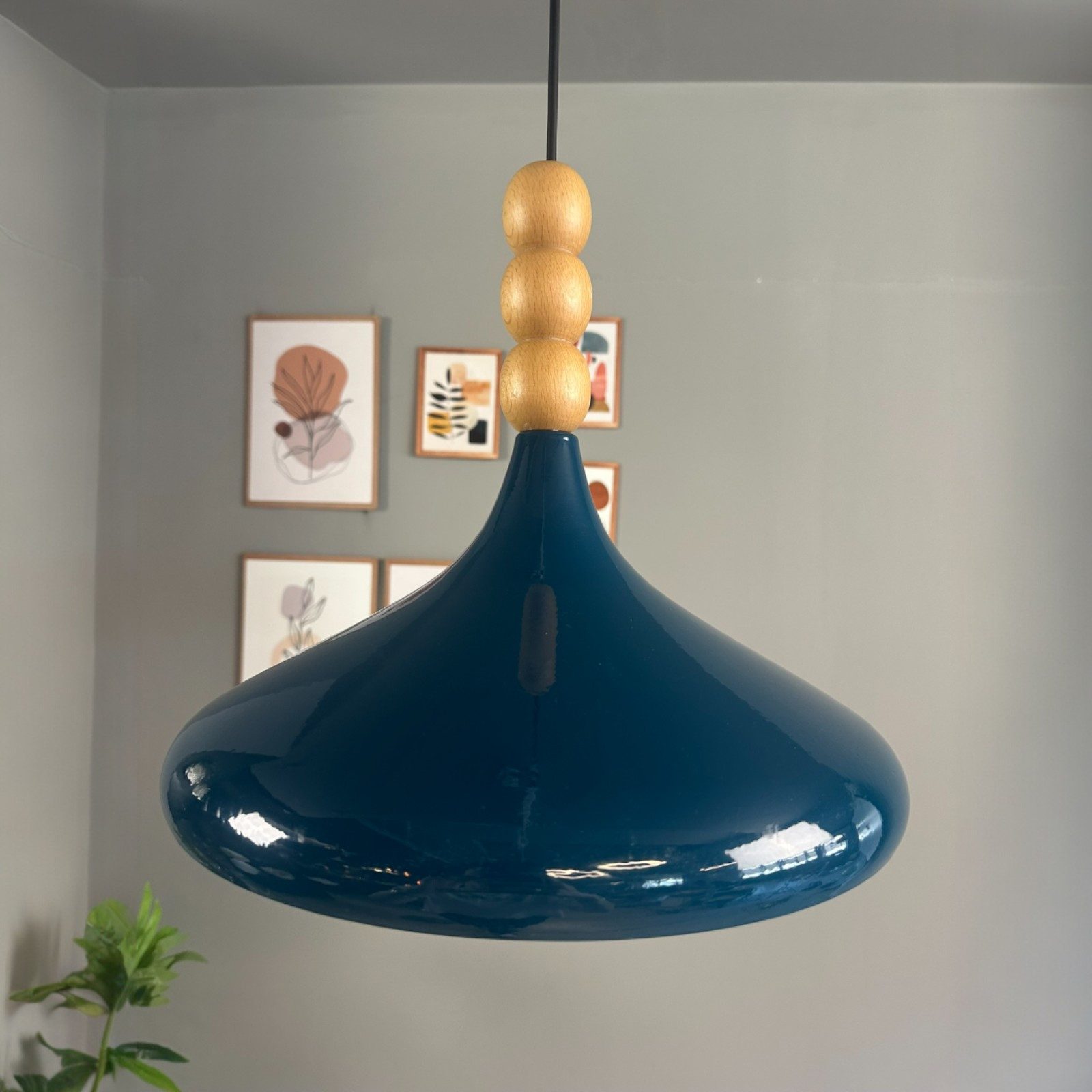 Bamyum Pendelleuchte Champion Dreifachperle-Holz Ø35 cm Metall E27 Modern Pendelleuchte, ohne Leuchtmittel