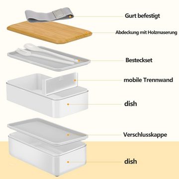 MDHAND Lunchbox 1400ml Brotdose mit Fächern für Kinder/Erwachsene, Kunststoff, (1-tlg), Mahlzeiten Brotdose mikrowellengeeignet