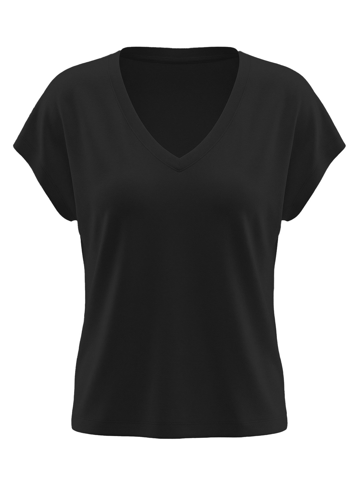 Imily Bela T-Shirt Damen Cropped Tiefer V-Ausschnitt Kurzarm Sommer Casual Basic (Packung, 1-tlg., 1per-Pack) mit Fledermausärmel Locker – Bild 5 von 5