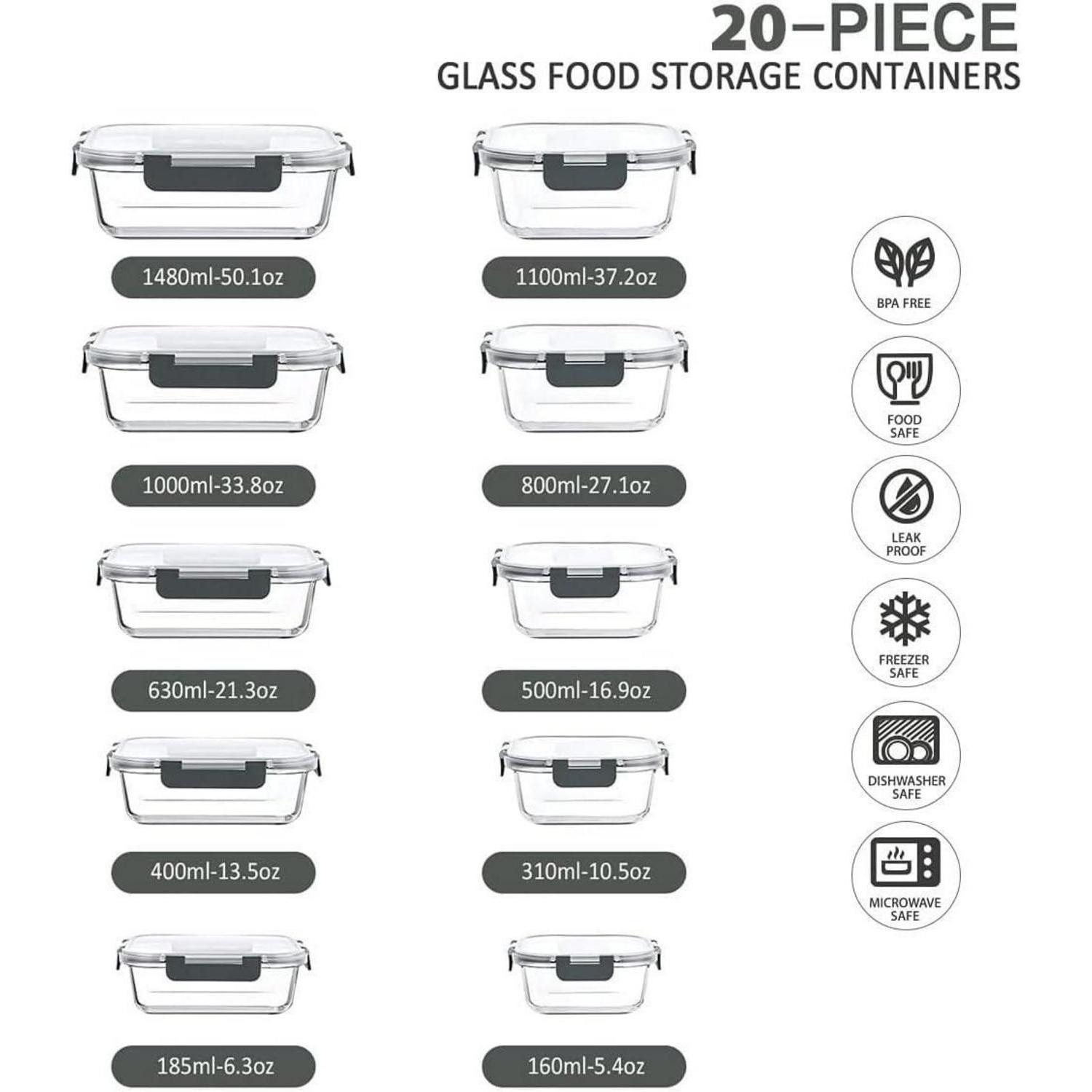 LuxusKollektion Aufbewahrungsdose Glas-Frischhaltedosen Set BPA-frei luftdi günstig online kaufen