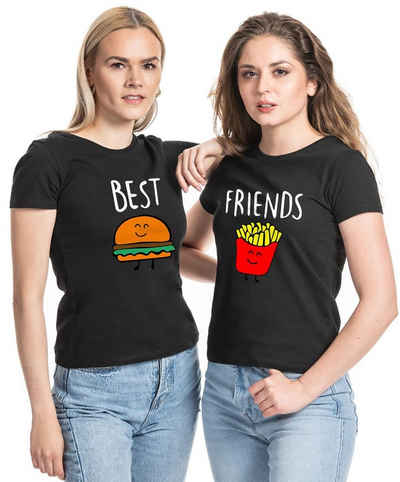 Couples Shop T-Shirt Burger & Pommes Best Friends Damen T-Shirt mit lustigem Print