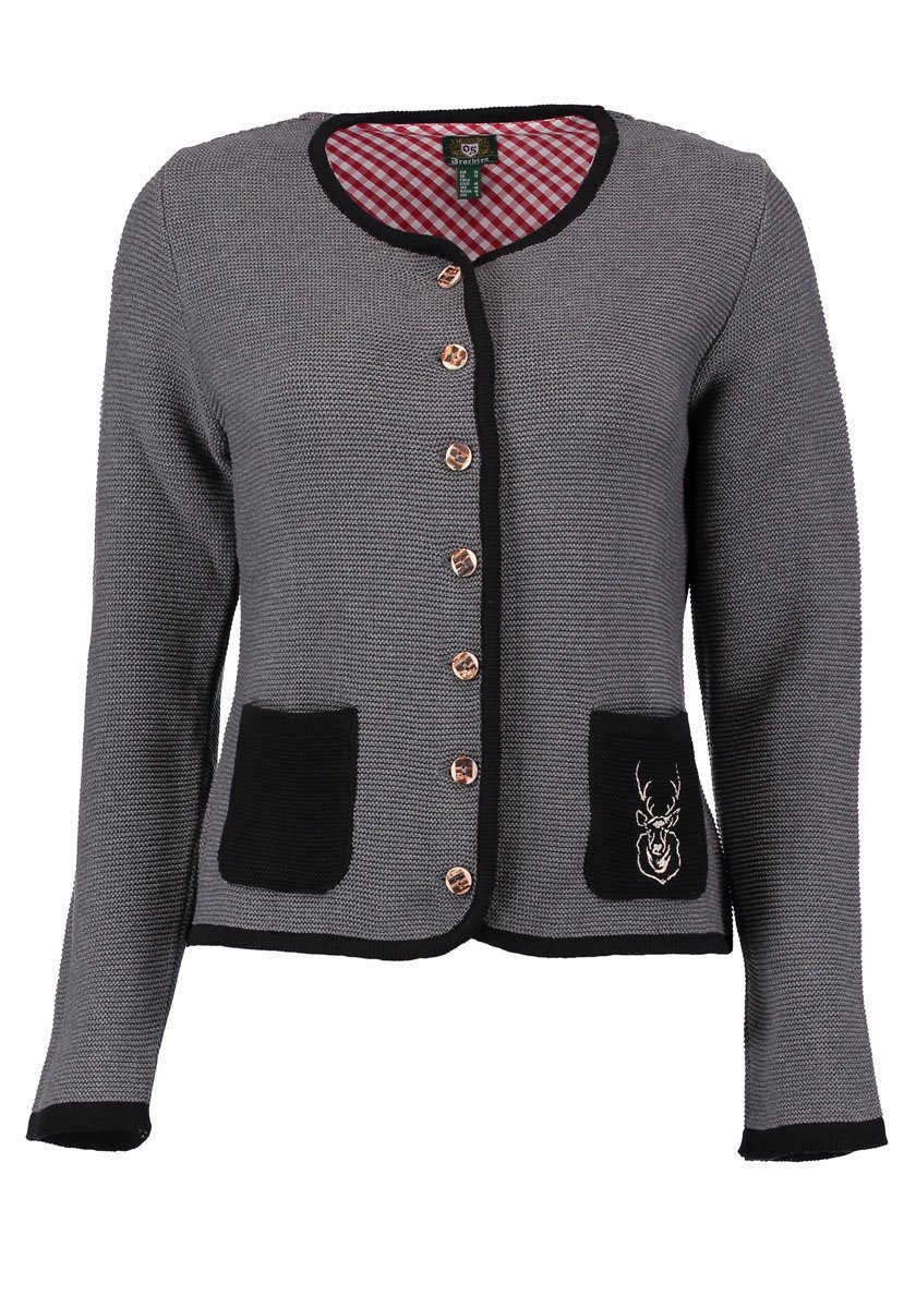 OS Trachten Strickjacke Enkeyo Trachtenjacke mit aufgesetzten Taschen, Hirs günstig online kaufen