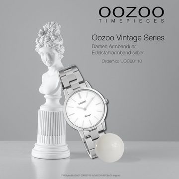 OOZOO Quarzuhr Oozoo Damen Armbanduhr Ultra Slim Analog, Damenuhr rund, klein (ca. 30mm) Edelstahlarmband, Fashion-Style