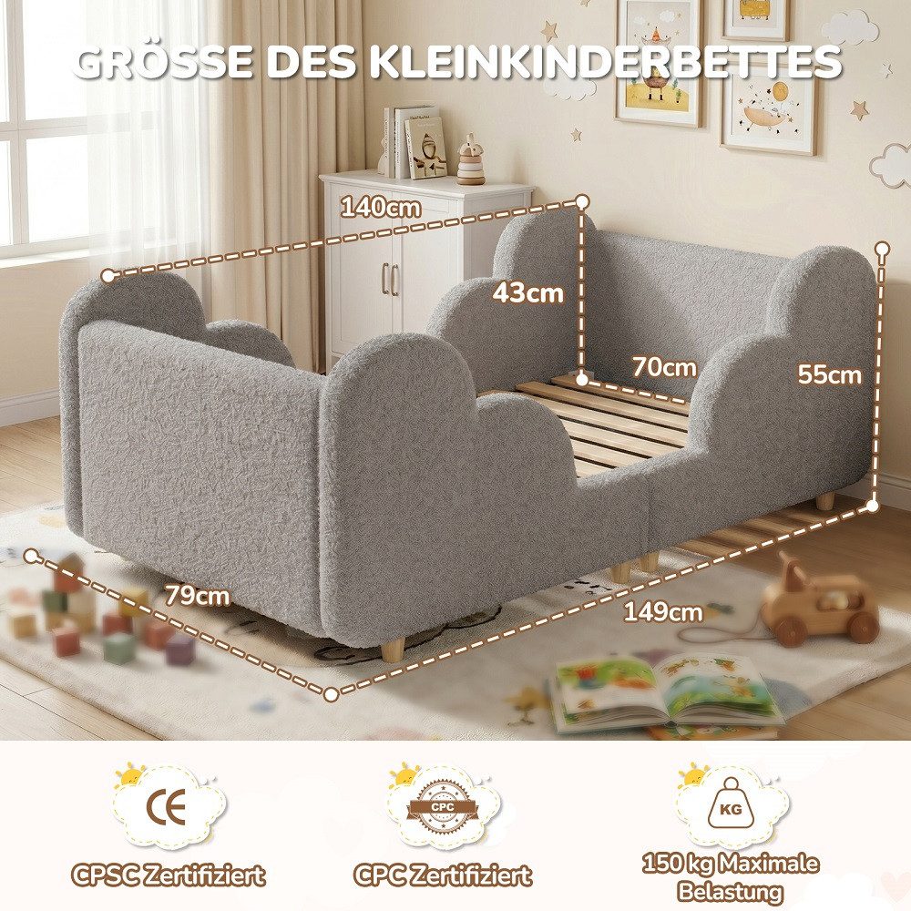 Meulbaty Kinderbett mit weichem Bodenbettgestell, extra breites Sicherheitsbett (1-tlg), für Mädchen und Jungen, ohne Matratze, 140 x 70 cm – Bild 5 von 5