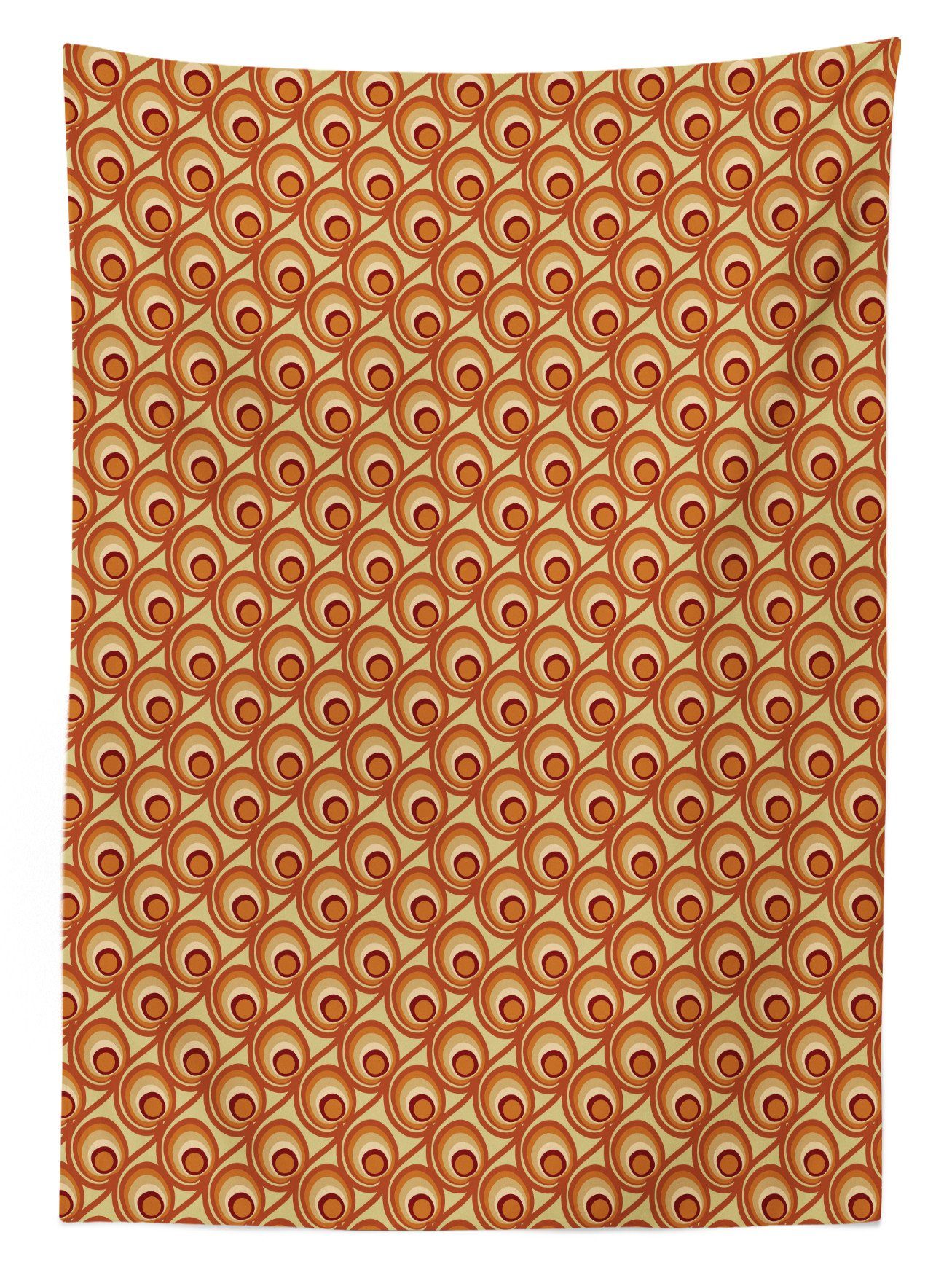 Abakuhaus Tischdecke geeignet Farben, Waschbar Bereich den orange Gekritzel-Kreise Farbfest Klare Außen Retro Burnt Für