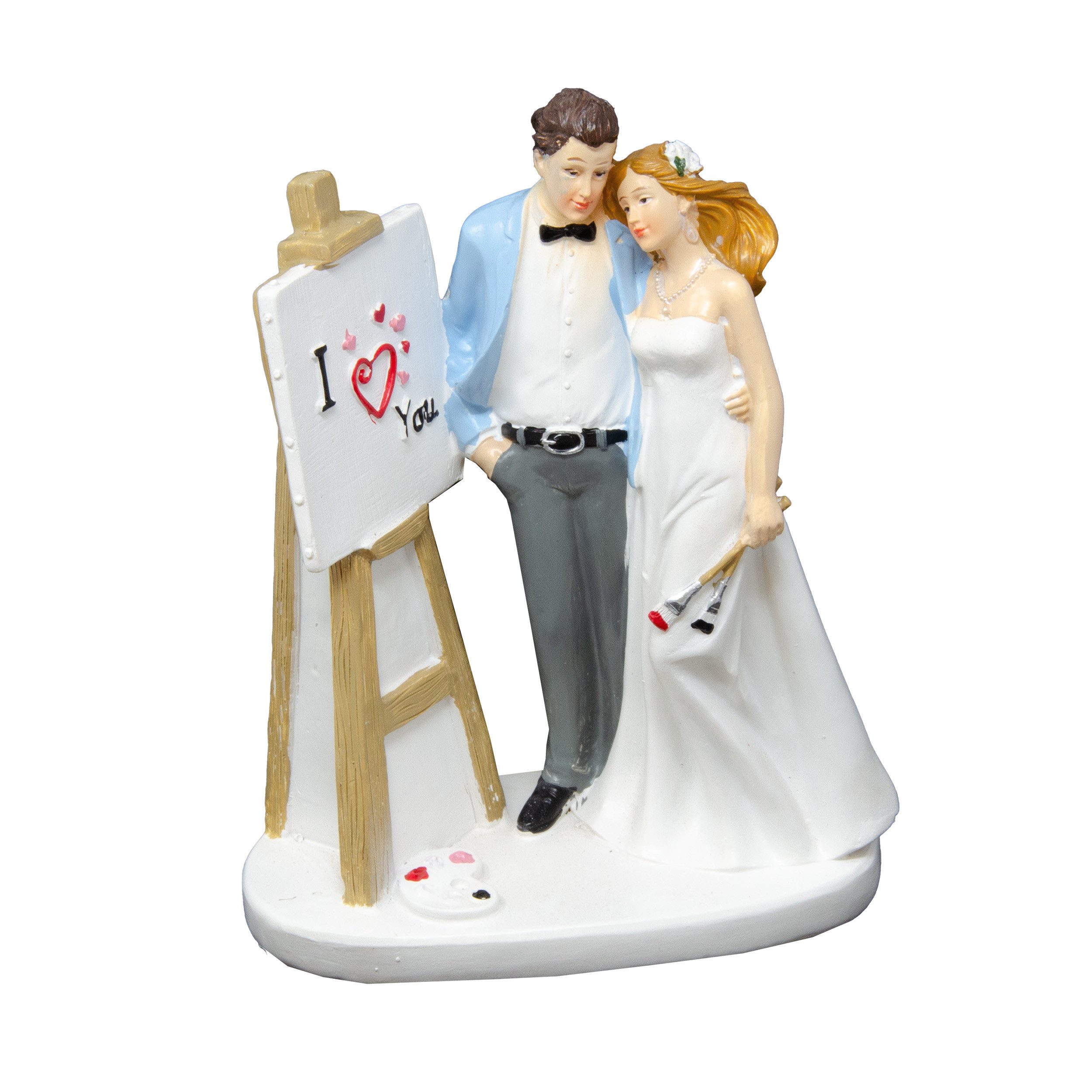 Goldbach Dekofigur Hochzeitspaar mit Staffelei aus Polyresin - I Love You