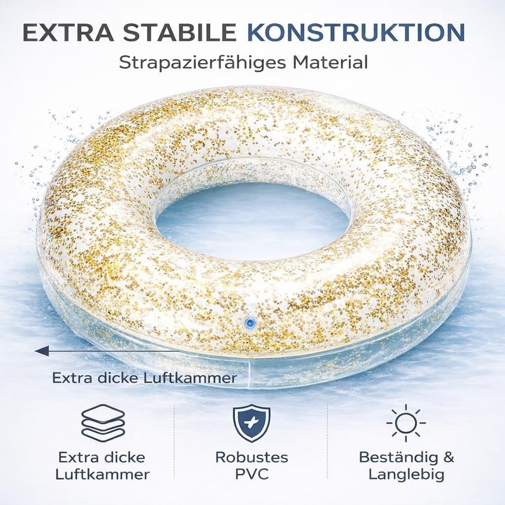 TK Gruppe Schwimmring Aufblasbarer Schwimmring aus PVC, Donut- und Flamingo-Varianten (Schwimmring), 120 cm – Bild 2 von 5