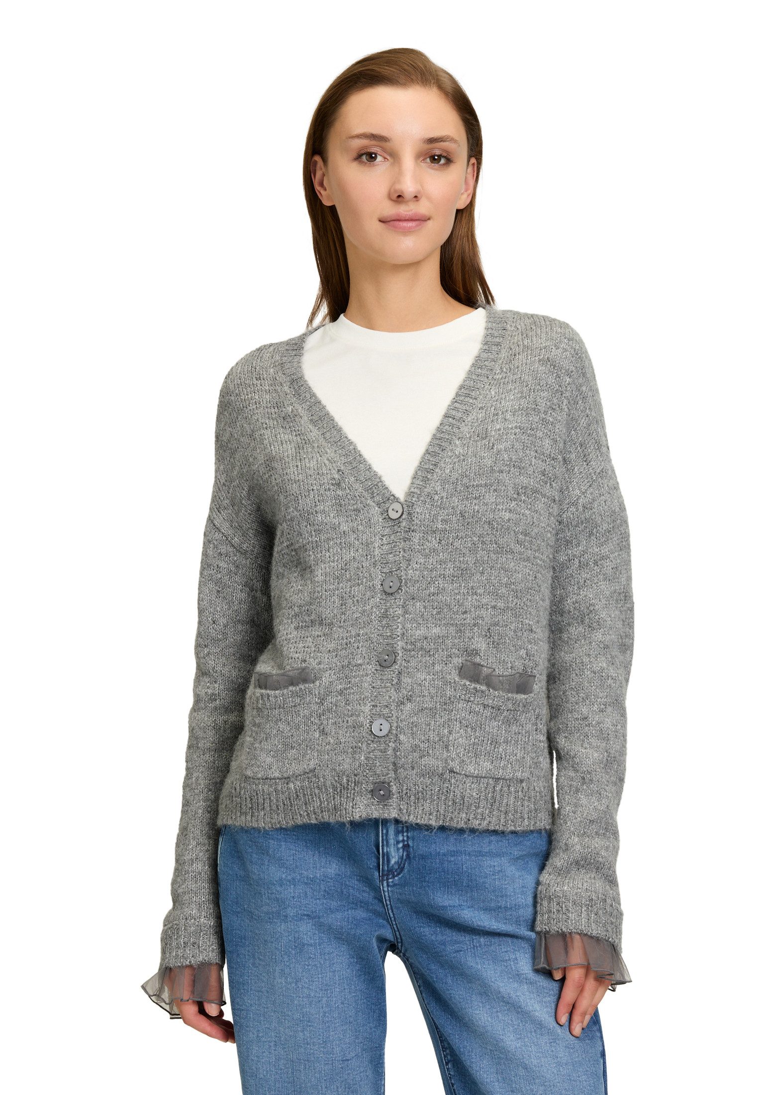Strickjacke Cartoon Strick-Cardigan mit Knopfleiste
