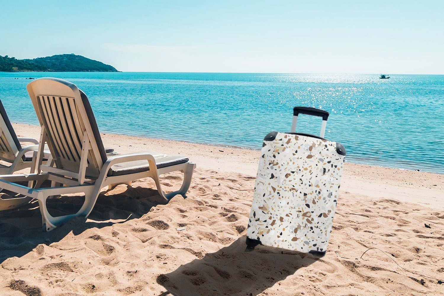 Ferien, - Handgepäck MuchoWow Rollen, Handgepäckkoffer mit für 4 Reisetasche Trolley, rollen, Terrazzo Reisekoffer Gestaltung, - Muster