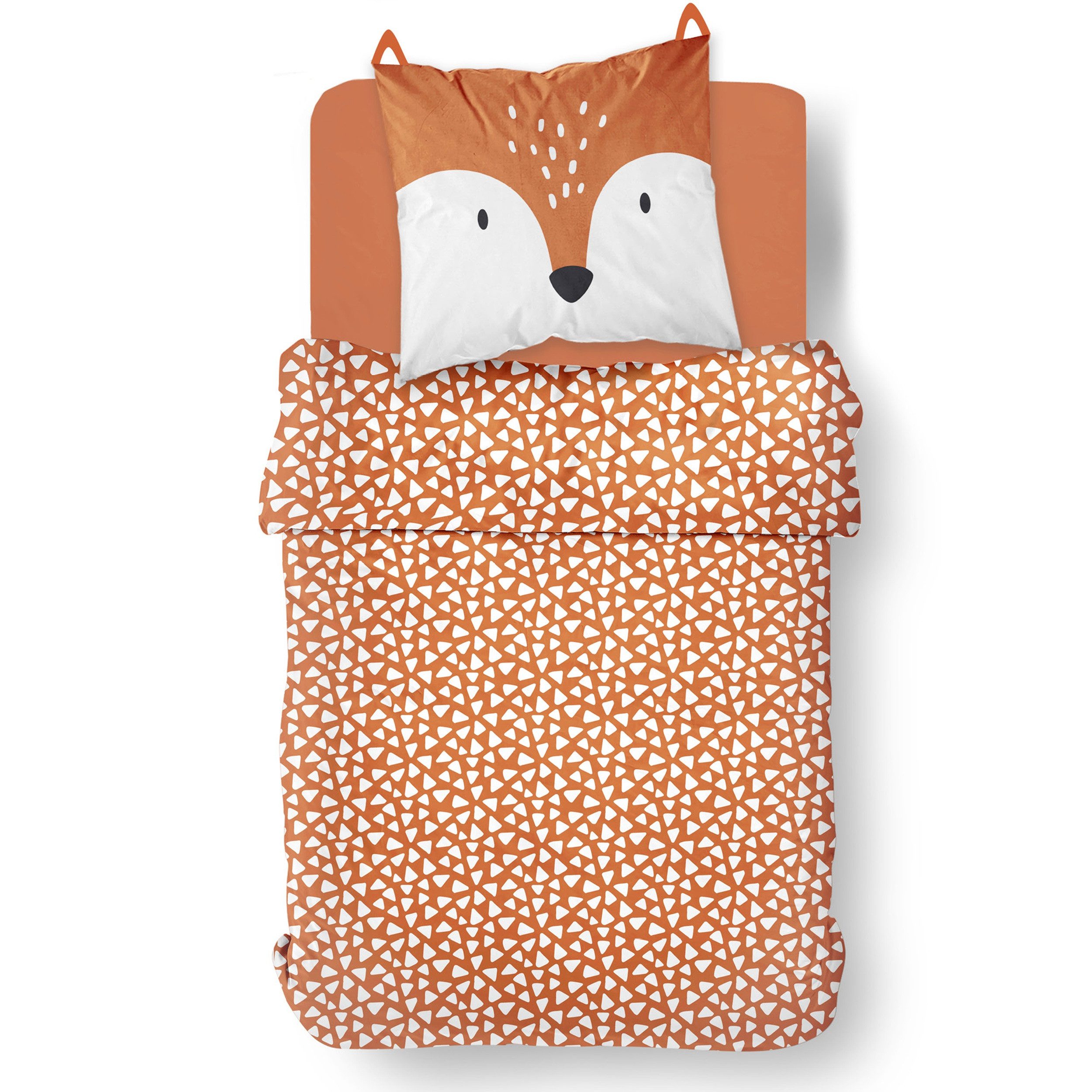 Familando Kinderbettwäsche lustiger Fuchs 135x200 80x80 cm aus 100% Baumwol günstig online kaufen
