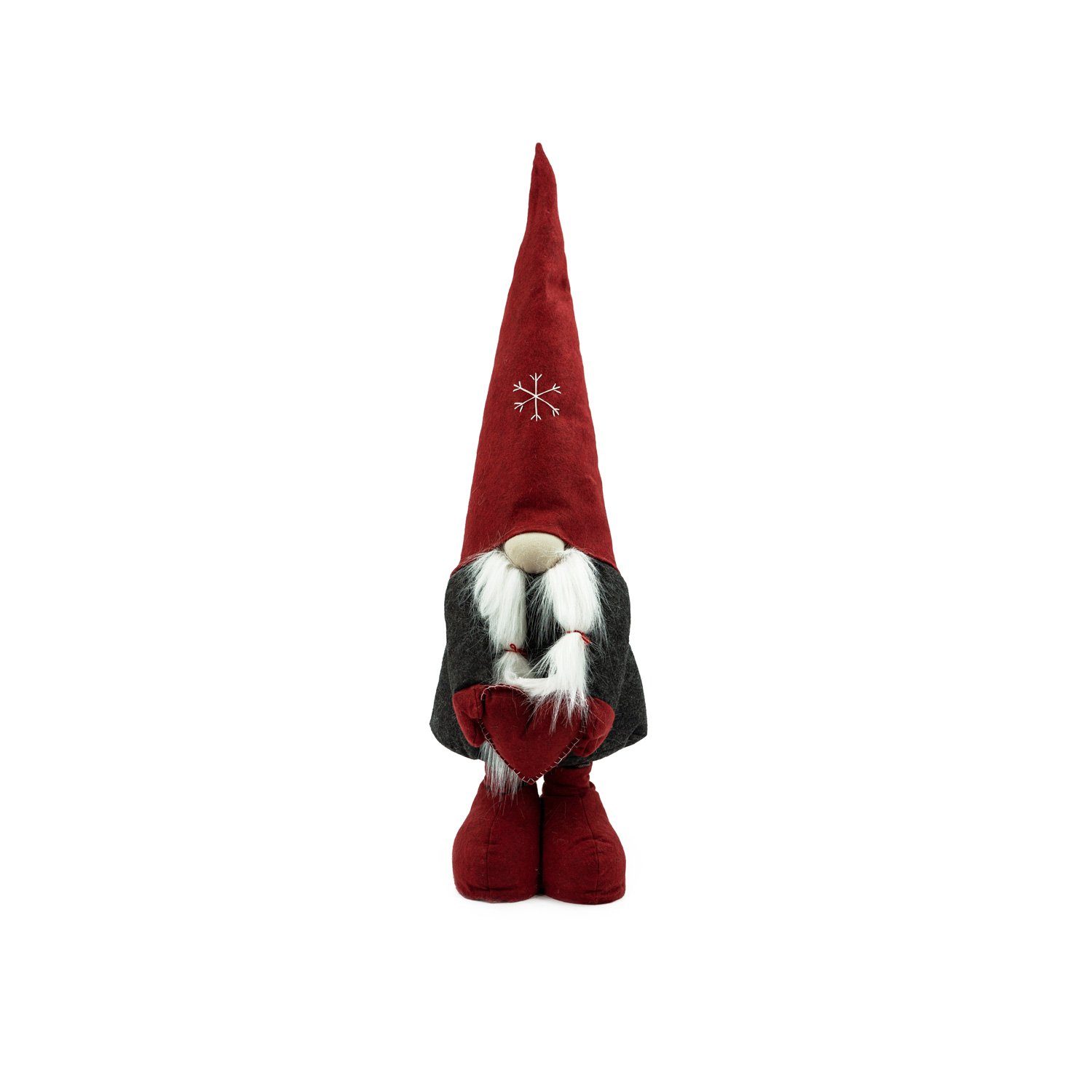 Dekofigur Wichtel St) mit Weihnachtsfigur Teleskopbeine Herz (1 MARELIDA ausziehbar Zöpfe Weihnachten