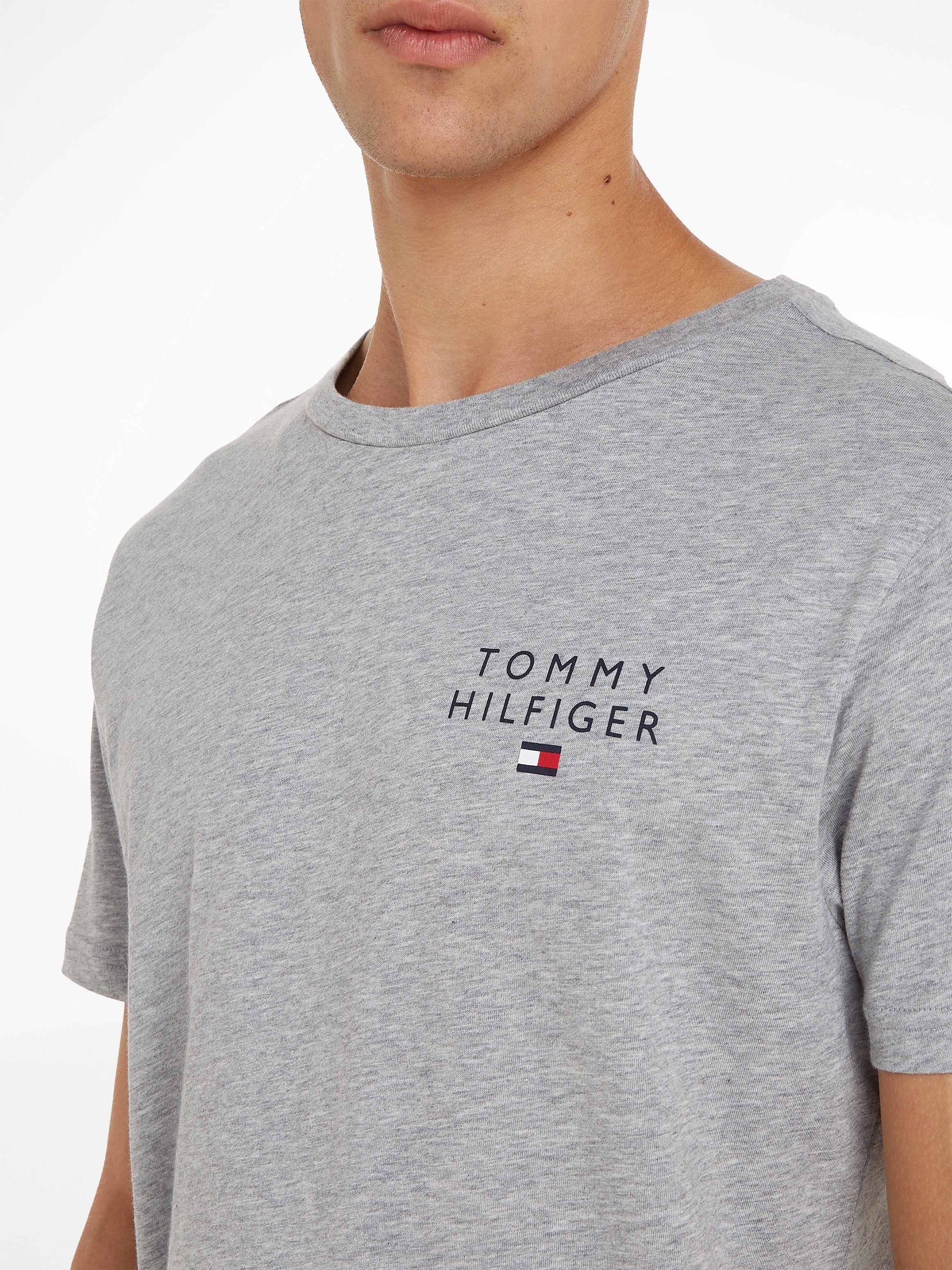 Hilfiger Markenlogo-Druck mit T-Shirt Hilfiger SS Underwear LOGO Tommy CN Light-Grey-Heather TEE Tommy
