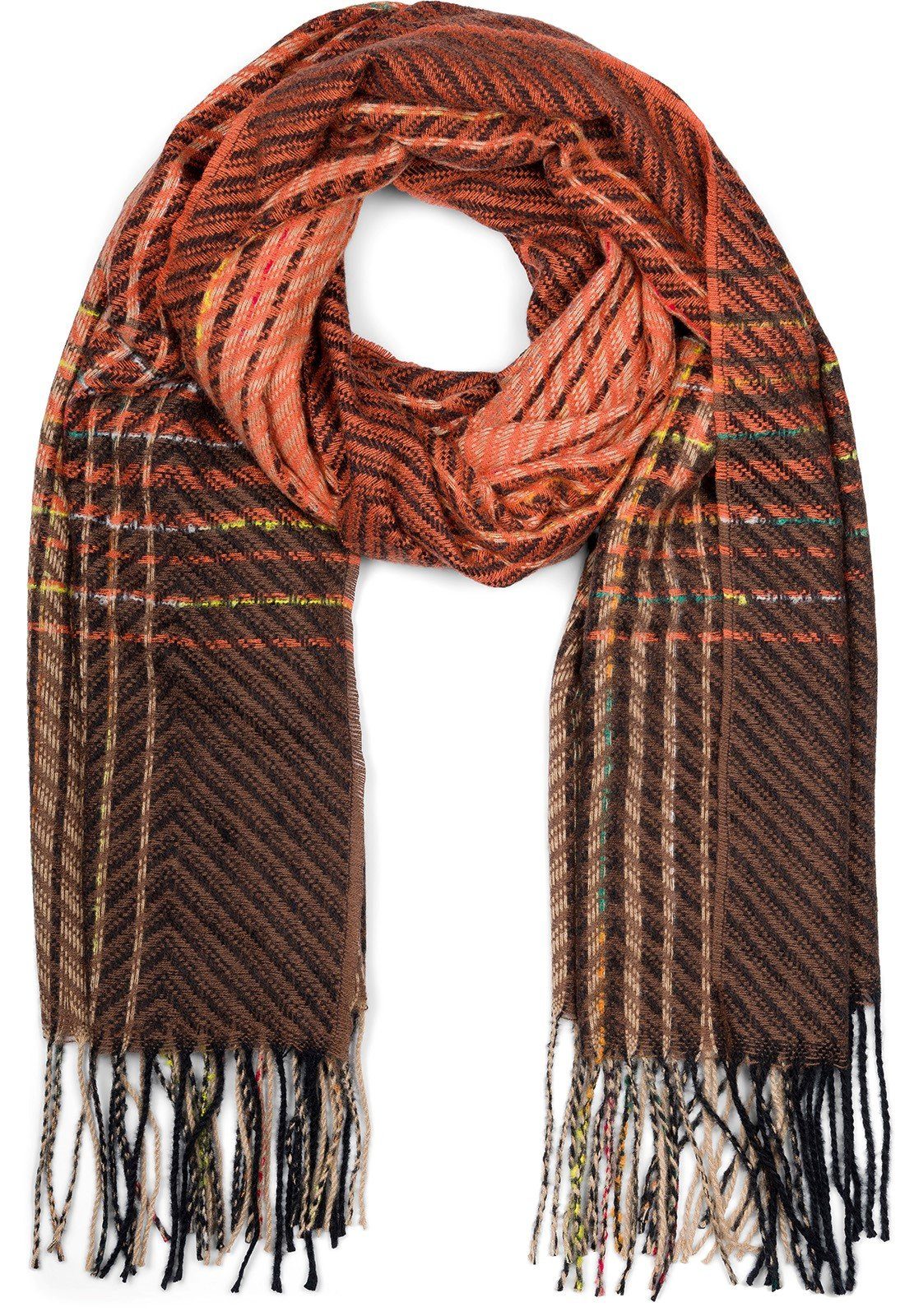 styleBREAKER Strickschal Feinstrick Schal Zick-Zack gestreift, (1-St)