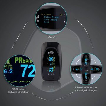 HAC24 Pulsoximeter Pulsoxymeter Finger Puls Messgerät Sauerstoff Blut Sauerstoffsättigung SpO2 Pulsoximeter, Inklusive Trageschlaufe, Tasche und Batterien