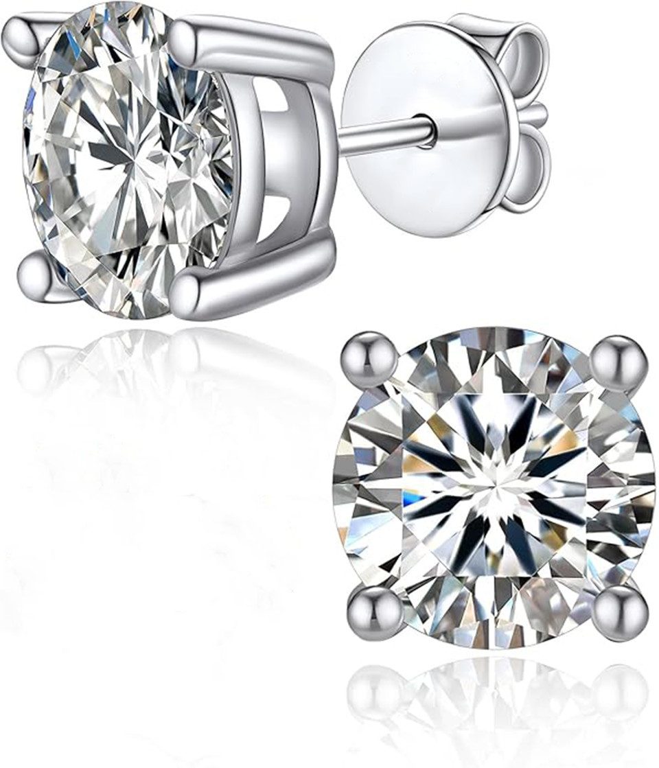 Jumpeak Paar Ohrstecker Diamantohrstecker für Damen, Ohrstecker für Herren, 1ct/2ct/3ct,D,VS1, 585er Gold, Geburtstagsgeschenk, Geschenk zum Jahrestag