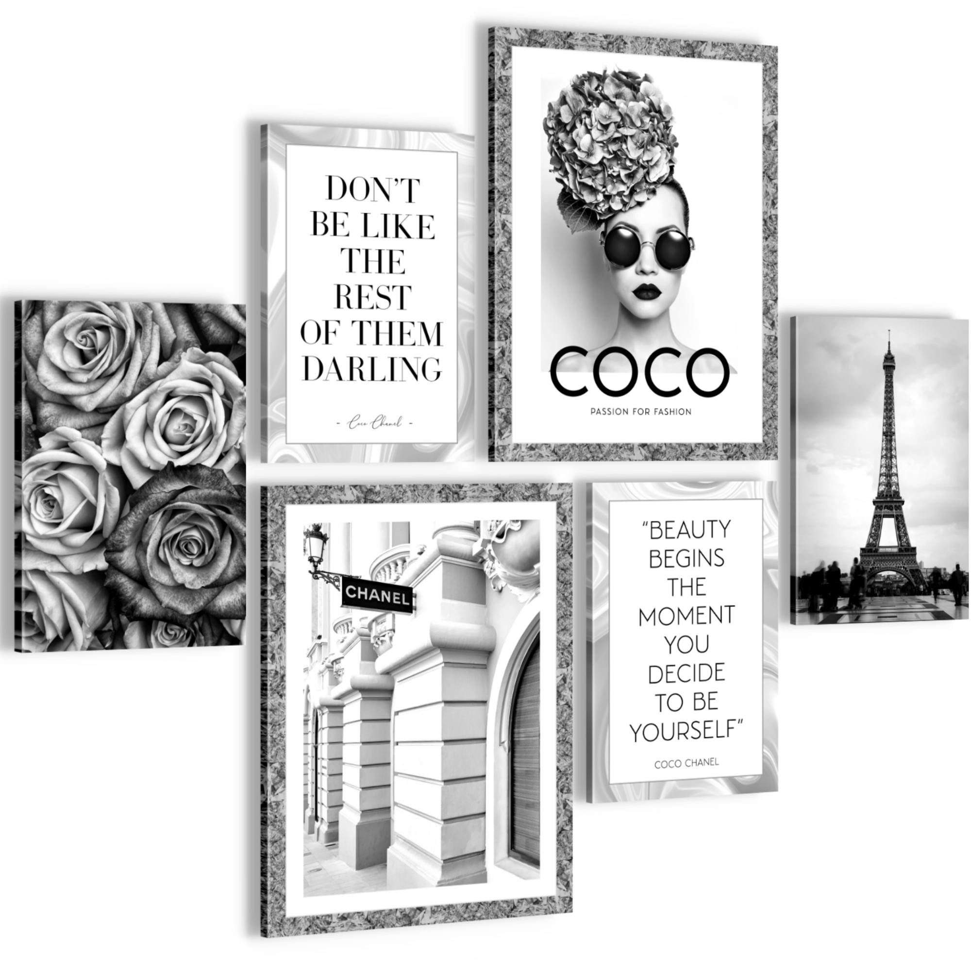 Novart Wandbild Fashion AUFHÄNGFERTIG Mädchen Teenager Paris, Paris (6 St)