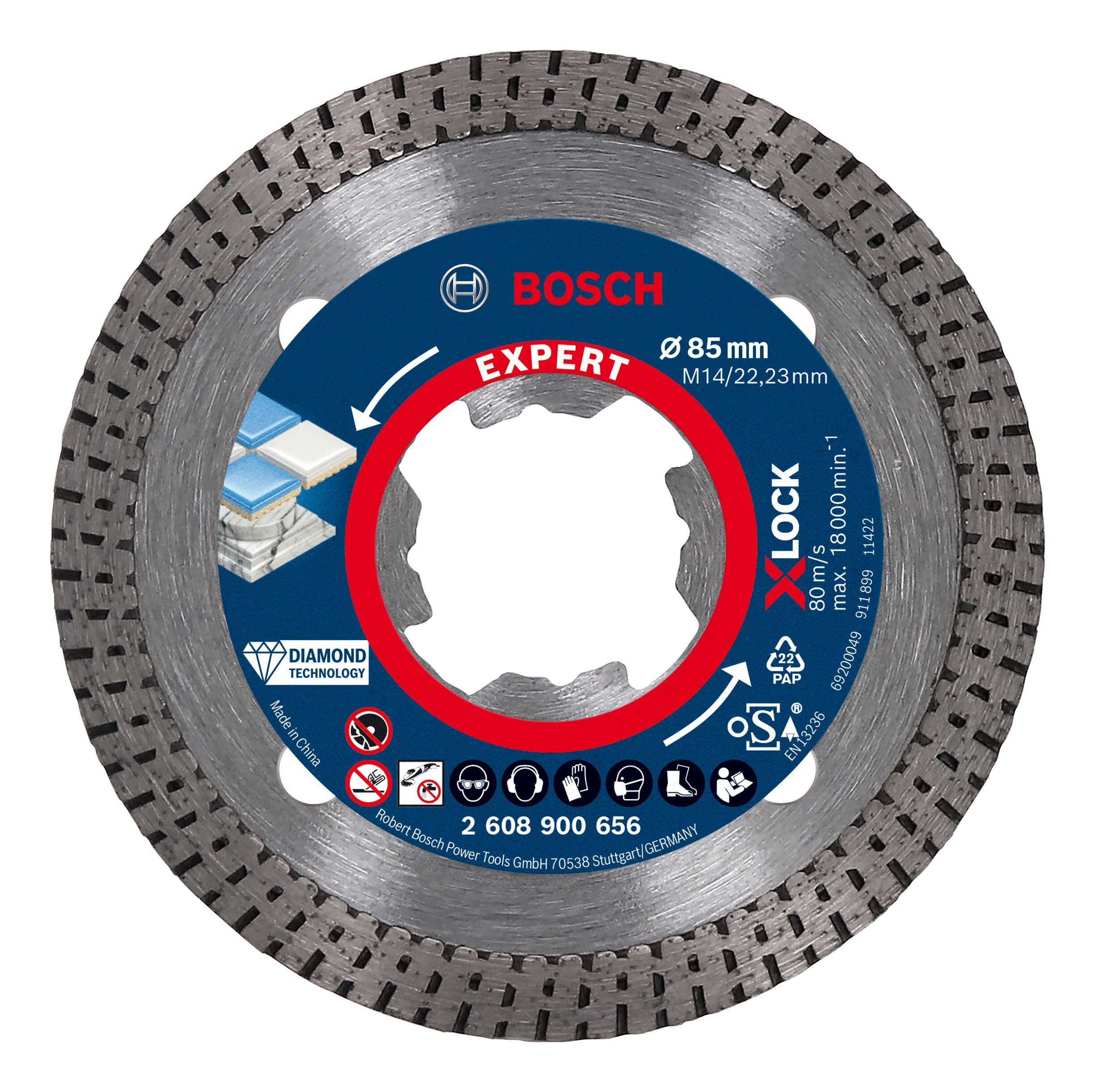 BOSCH Trennscheibe Expert HardCeramic, Ø 85 mm, Expert Best for Hard Ceramic Diamanttrennscheibe X-LOCK - 85 x 22