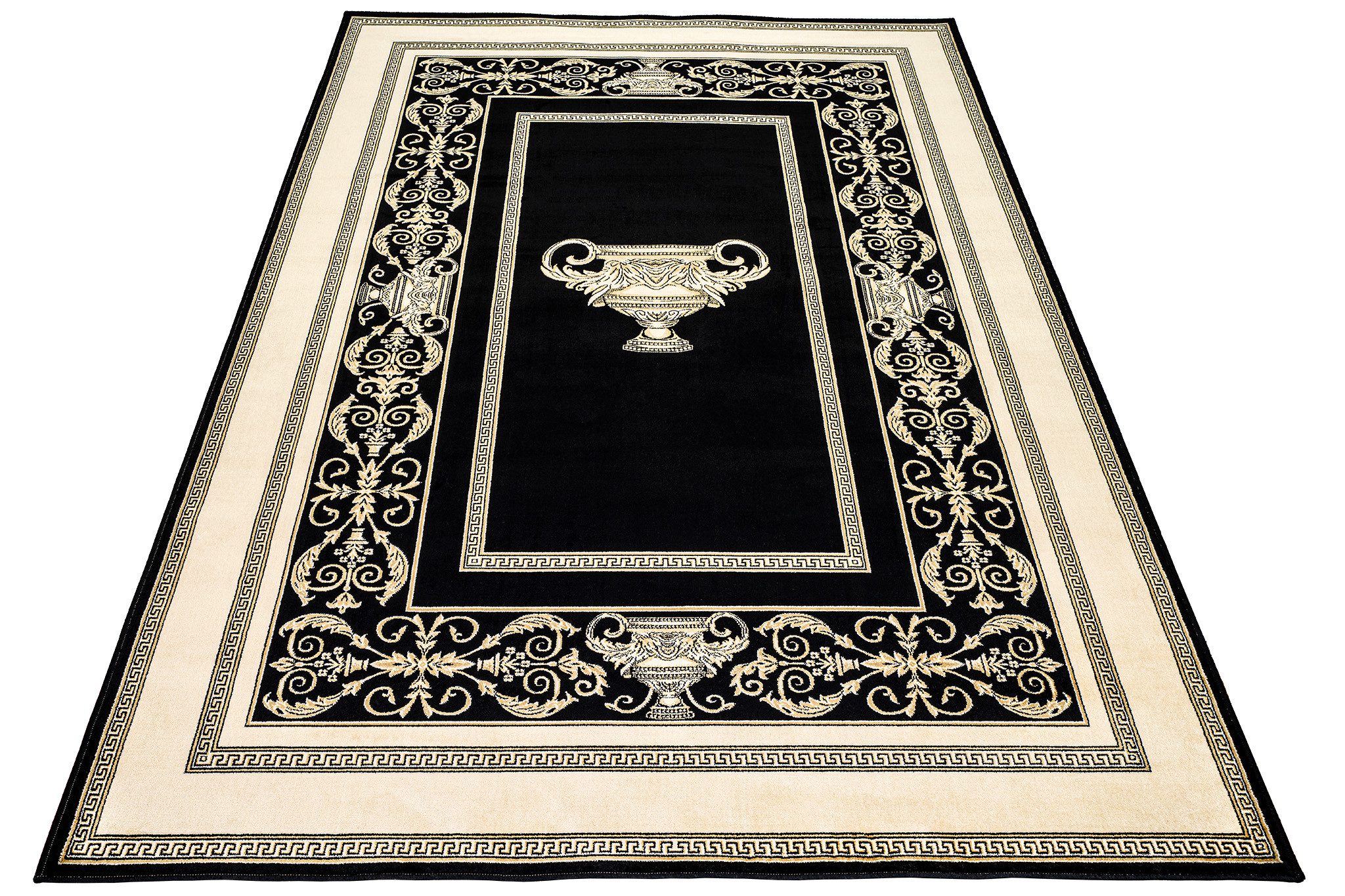 Belle Arti Teppich Teppich Wohnzimmer Milano Schwarz Gold Kurzflor Antiruts günstig online kaufen