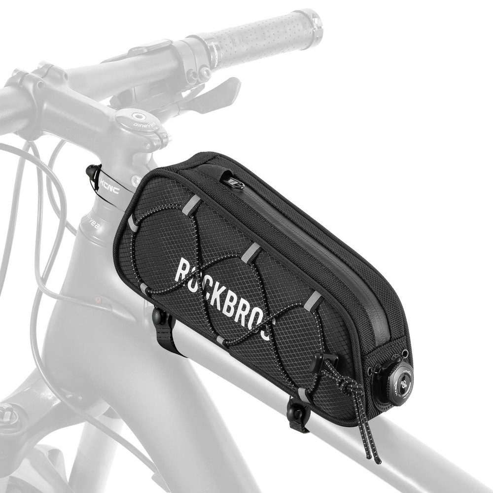 ROCKBROS Rahmentasche Oberrohrtasche Fahrradtasche Zubehörtasche (Spar-Set, 1-tlg., 23 x 10 x 6 cm leicht), FITGO-Drehverschluss, wasserdicht, 0,7 l