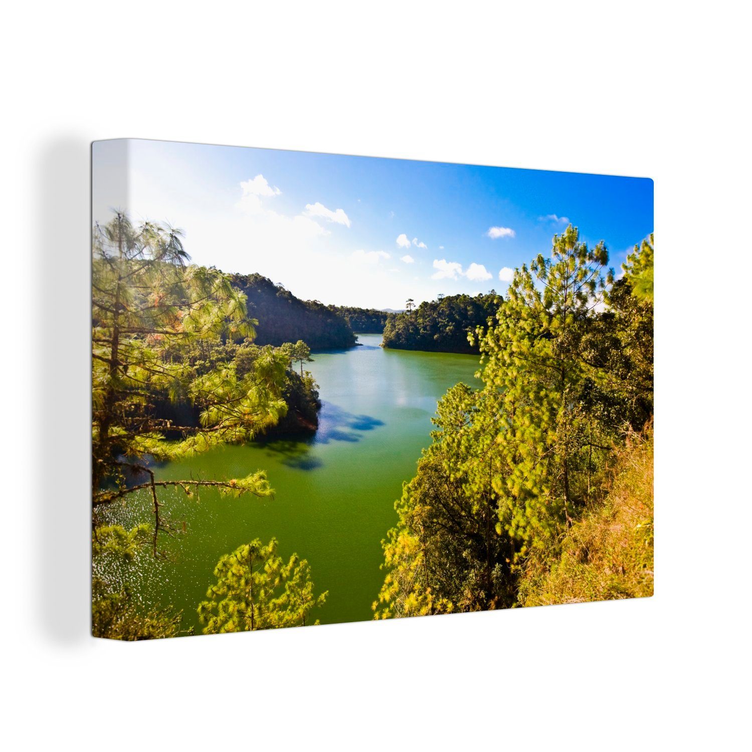 OneMillionCanvasses® Leinwandbild Herbstlich gefärbte Wälder im Nationalpark Lagunas de Montebello, (1 St), Wandbild Leinwandbilder, Aufhängefertig, Wanddeko, 30x20 cm