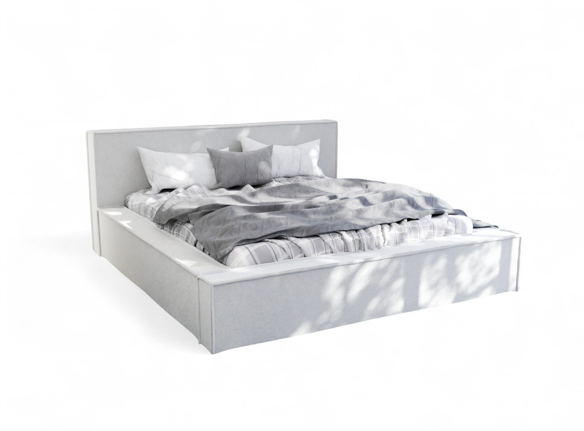 Fun Möbel Polsterbett Doppelbett ALDANA Komplettset in Stoff Freya (gepolstertes Kopfteil, auch ohne Matratze erhältlich), inkl. Bonellfederkernmatratze