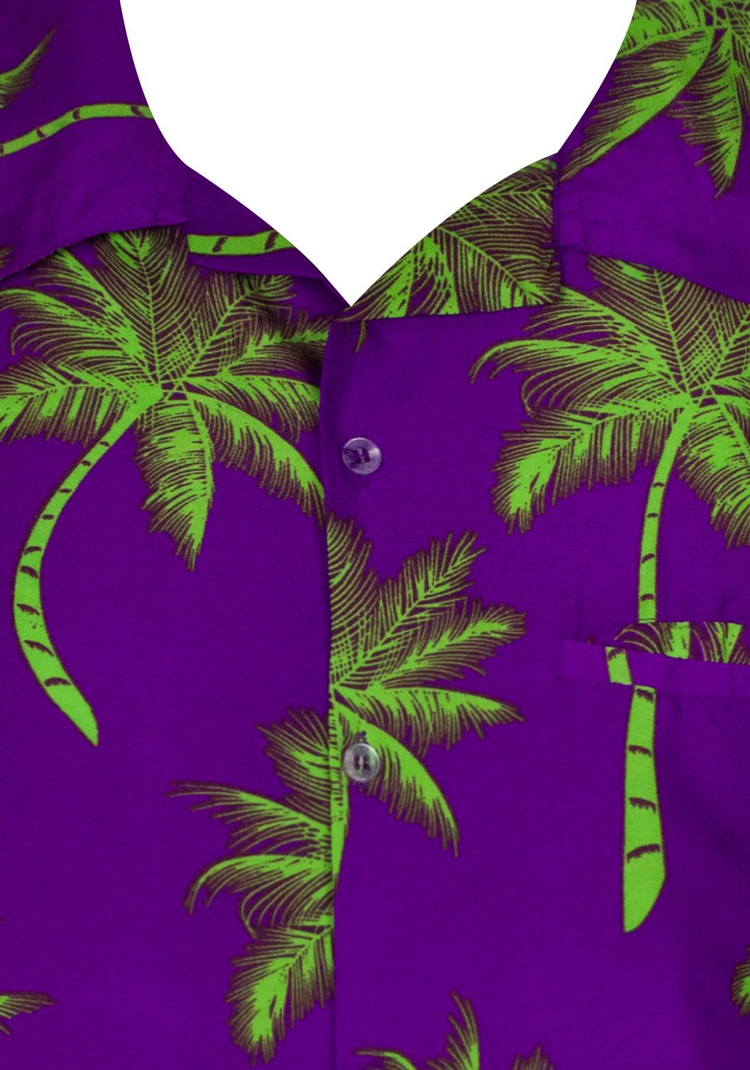 King Kameha Hawaiihemd "Palmshadow" Funky Hawaii-Hemd Herren Kurzarm Front-Tasche Sommerhemd