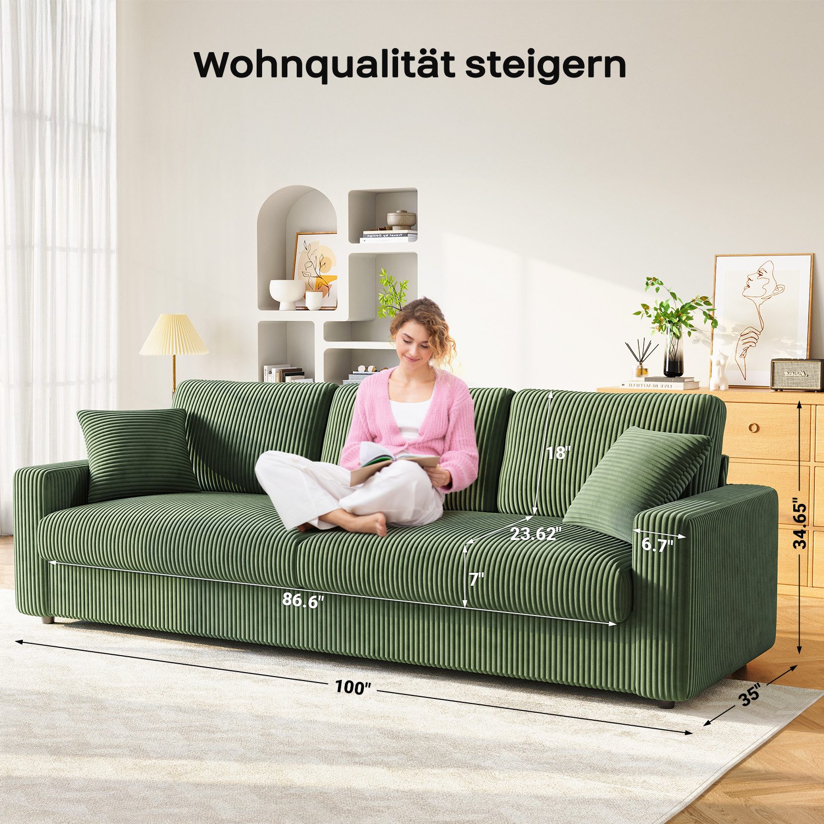 ToteBox Big-Sofa Luxus-Cord 3-Sitzer Sofa (256cm) günstig online kaufen