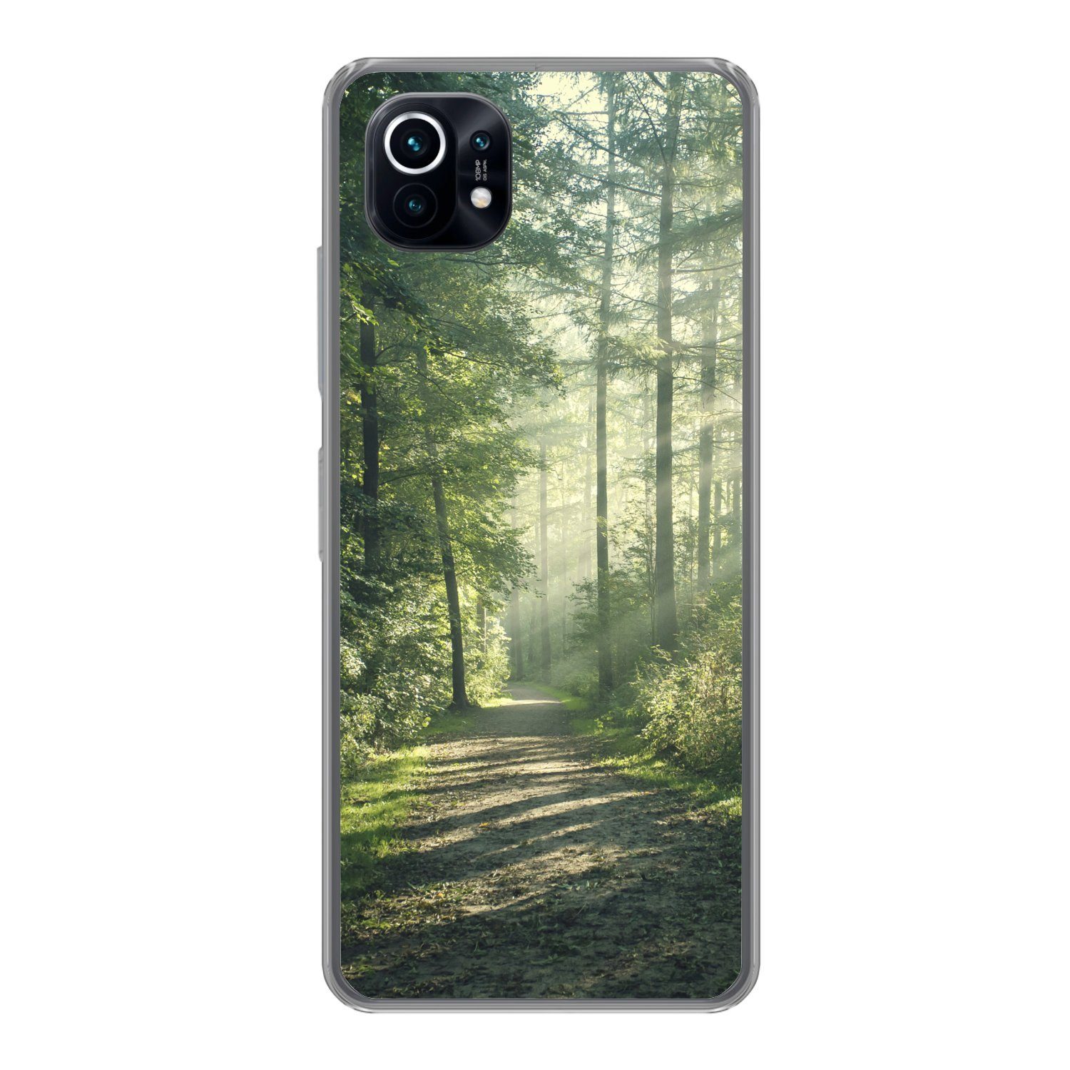 MuchoWow Handyhülle für Xiaomi Mi 11 Wald - Weg - Sonne - Bäume - Grün - Natur, Phone Case, Silikon, Schutzhülle Dünn