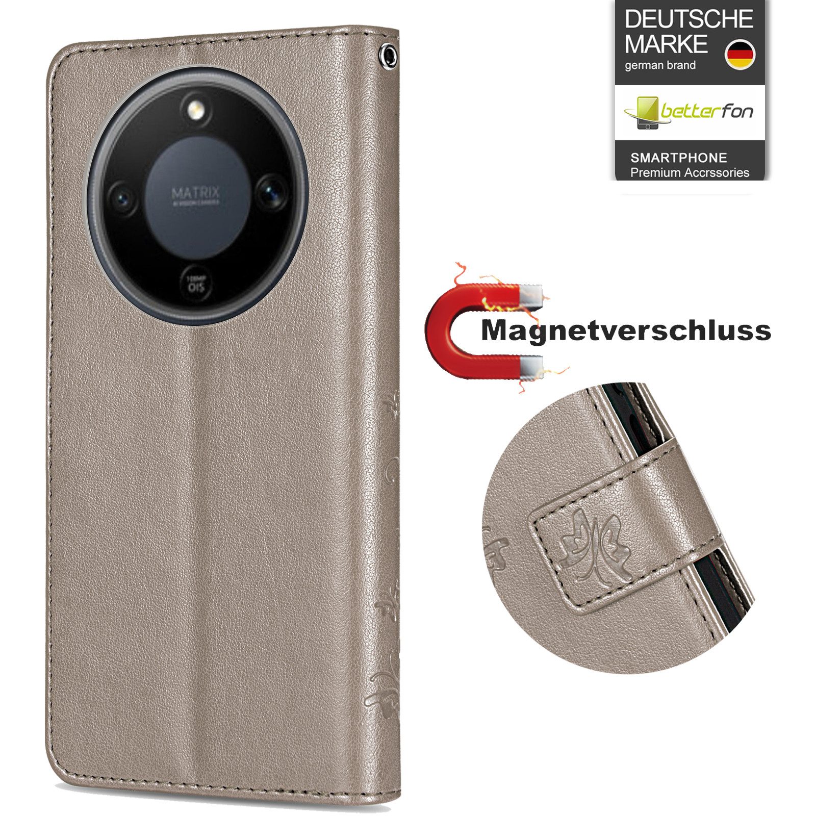 betterfon Handyhülle für Honor Magic 8 Lite Hülle Klapphülle Wallet Case Flip Cover Tasche, Klapptasche mit Magnetverschluss 3 Kartenfächer & Standfunktion – Bild 2 von 5