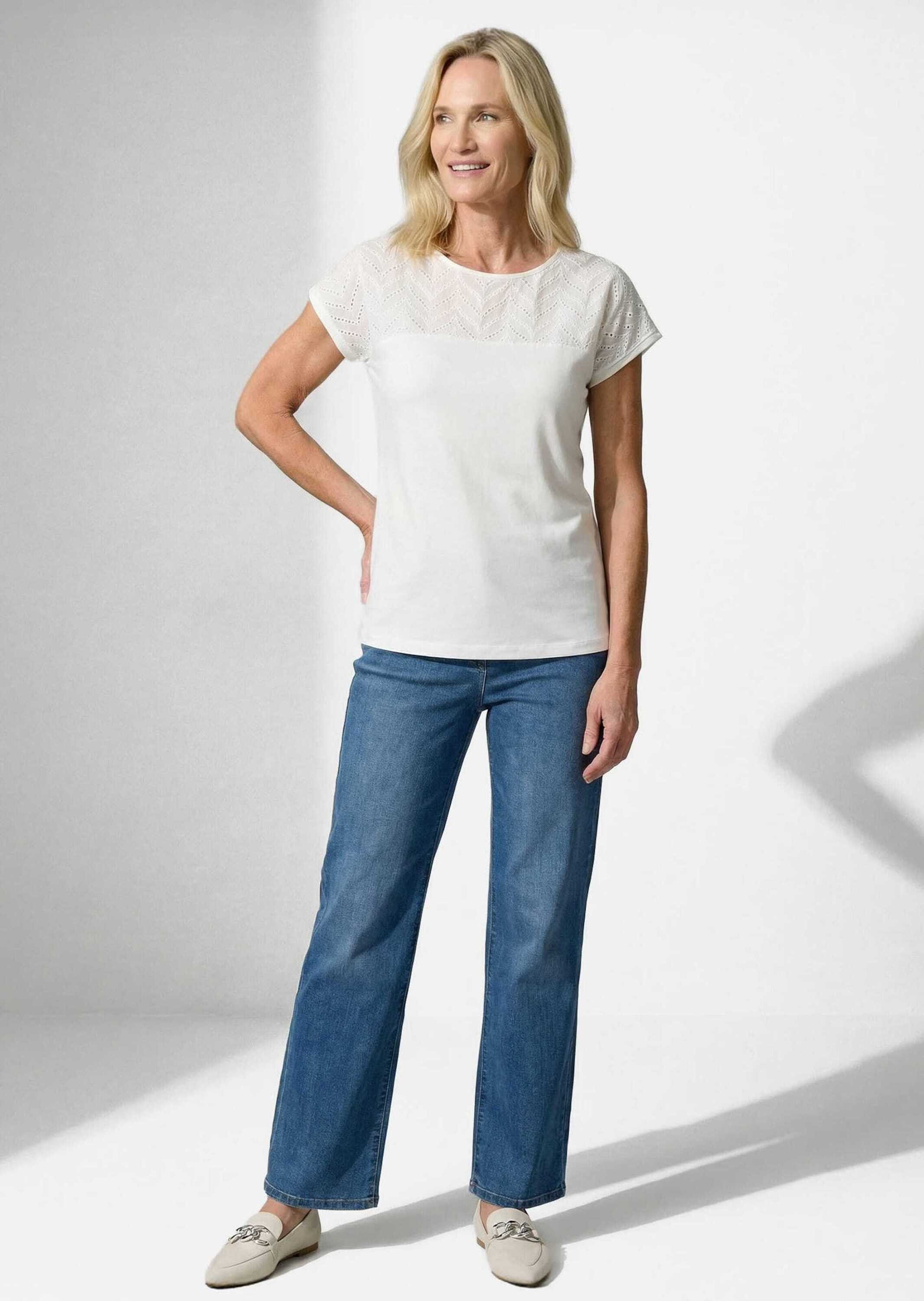 GOLDNER T-Shirt Spitzenshirt aus Jersey und Baumwolle Unifarbenes Modell mit elegantem U-Boot-Ausschnitt – Bild 2 von 5