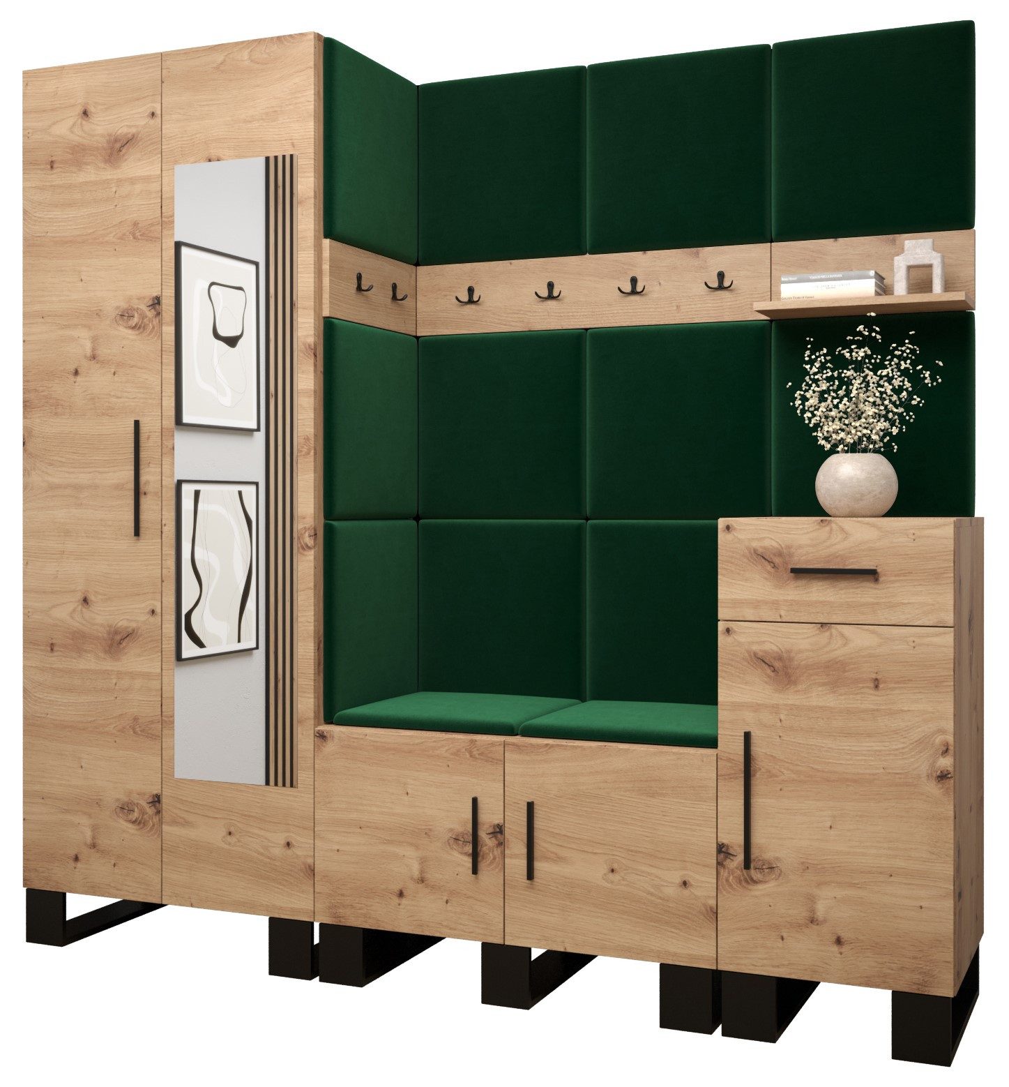 ABIKS MÖBEL Garderoben-Set ARTIN Set 13 Garderobe mit gepolsterten Paneelen günstig online kaufen