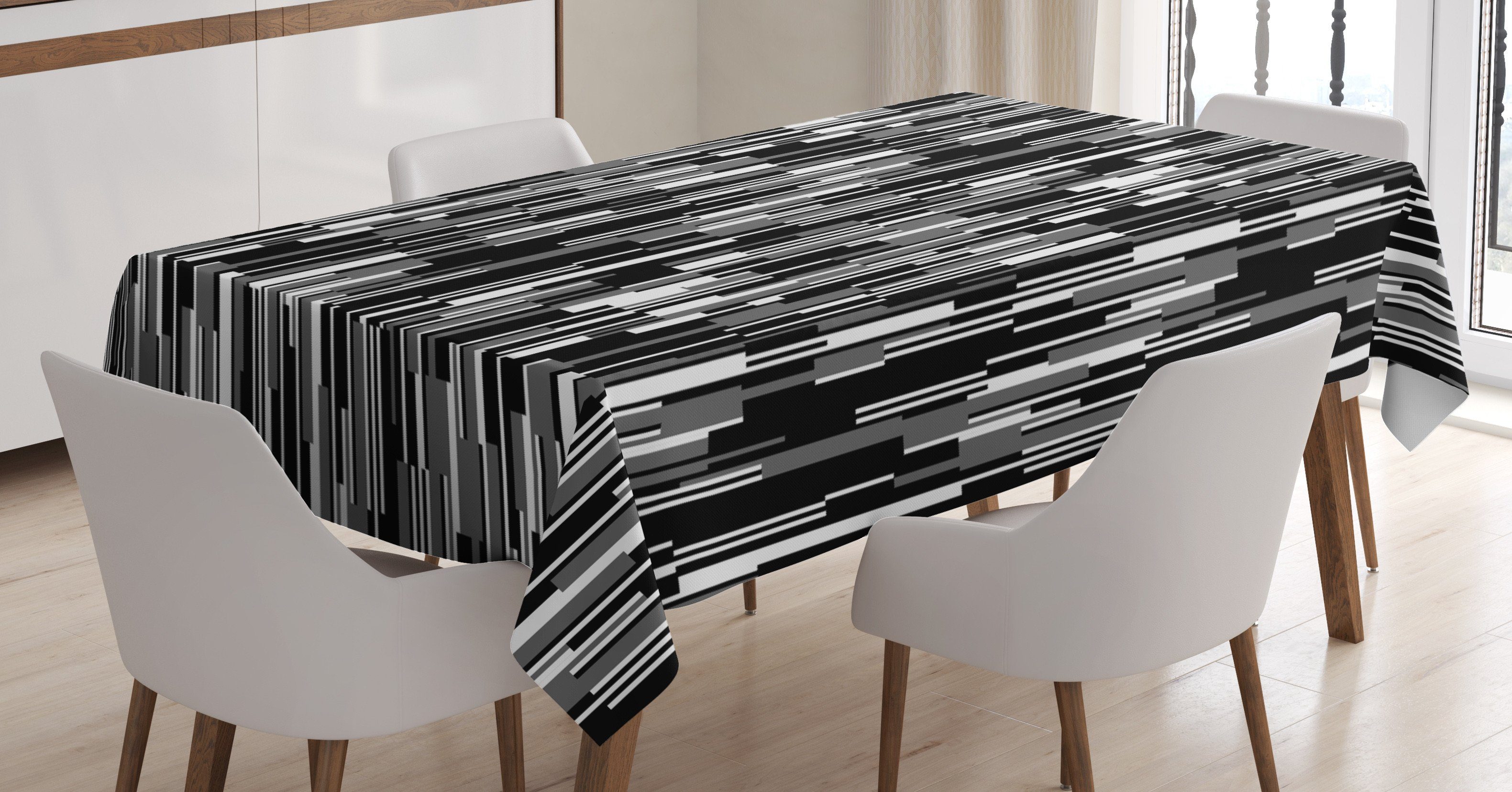 Farbfest weiß Schwarz Linien Tischdecke Waschbar geeignet Für Abakuhaus Farben, abstrakte Außen den Klare Bereich und