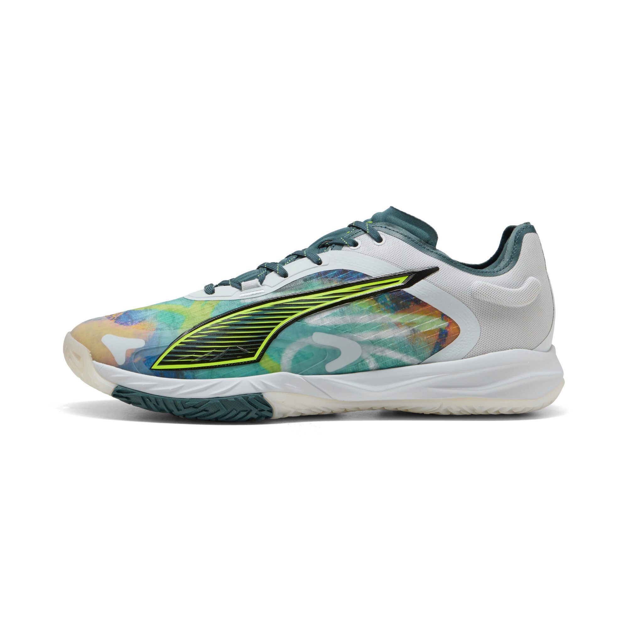 PUMA Accelerate Nitro SQD 4 BERLIN Silver Mist-Yellow Alert-Gray Handballschuh