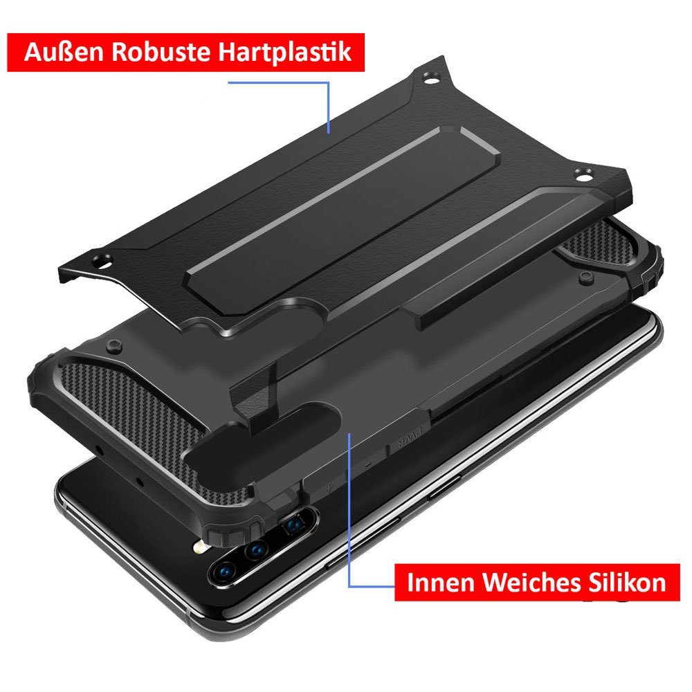 FITSU Handyhülle Outdoor Hülle für Huawei P30 Pro New Edition Schwarz, Robuste Handyhülle Outdoor Case stabile Schutzhülle mit Eckenschutz