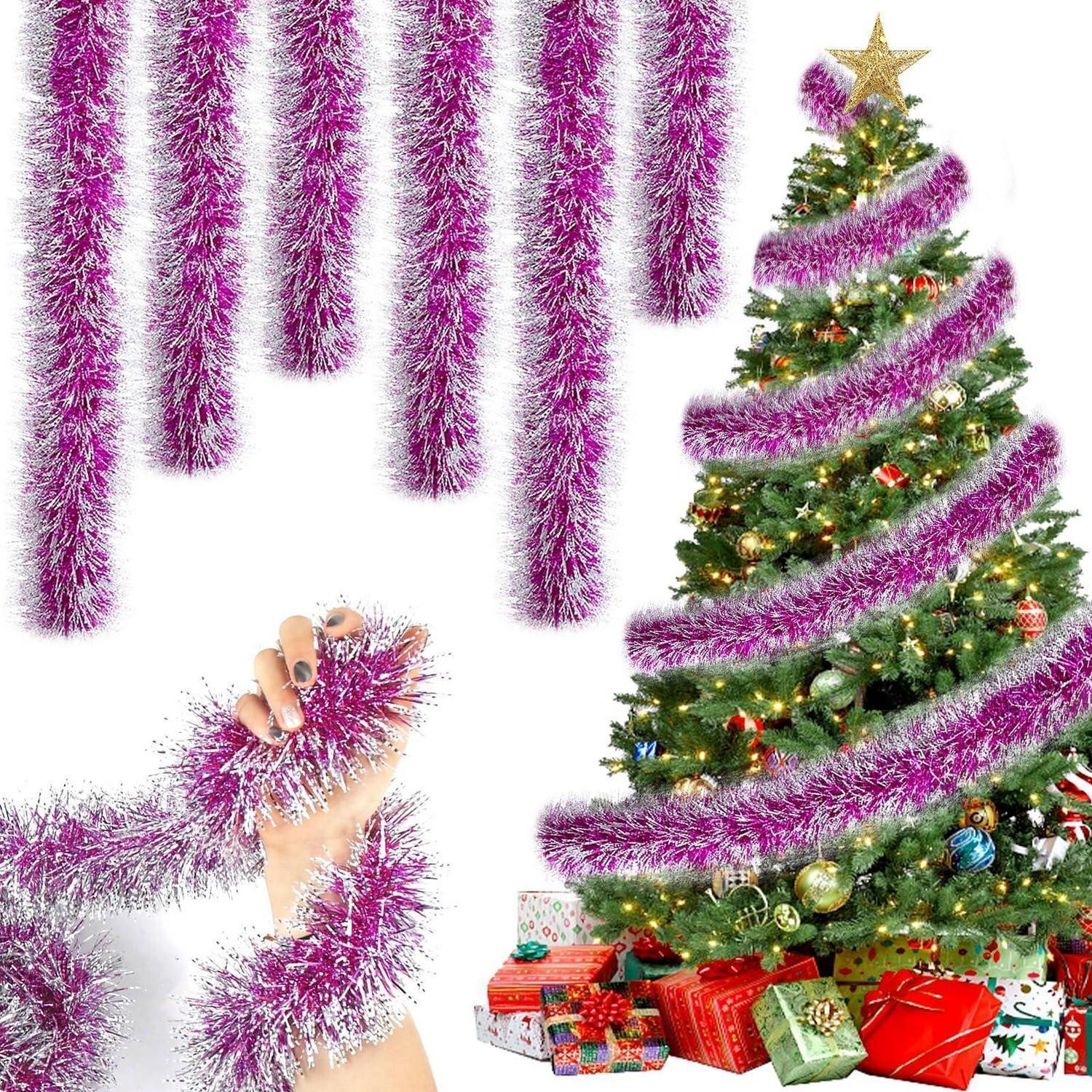 LuxusKollektion Girlanden Weihnachtsgirlande Lametta 5er Set 2M Rosa