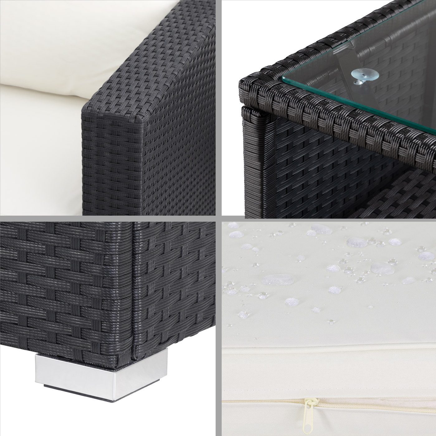 Casaria Gartenlounge-Set Melbourne, (26-tlg), Gartenmöbel 8 Personen Tisch 7cm Auflagen Sicherheitsglas Lounge