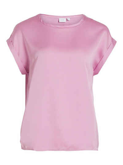 Vila T-Shirt Satin Blusen T-Shirt Kurzarm Basic Top Glänzend VIELLETTE 4599 in Rosa-2