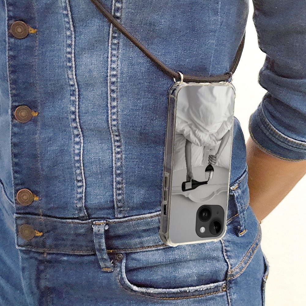 MuchoWow Handyhülle für Apple iPhone 14 Laken - Arme - Wein - Glas, Tragbare Handyhüllen mit Kette zum umhängen, Handykette Handyband