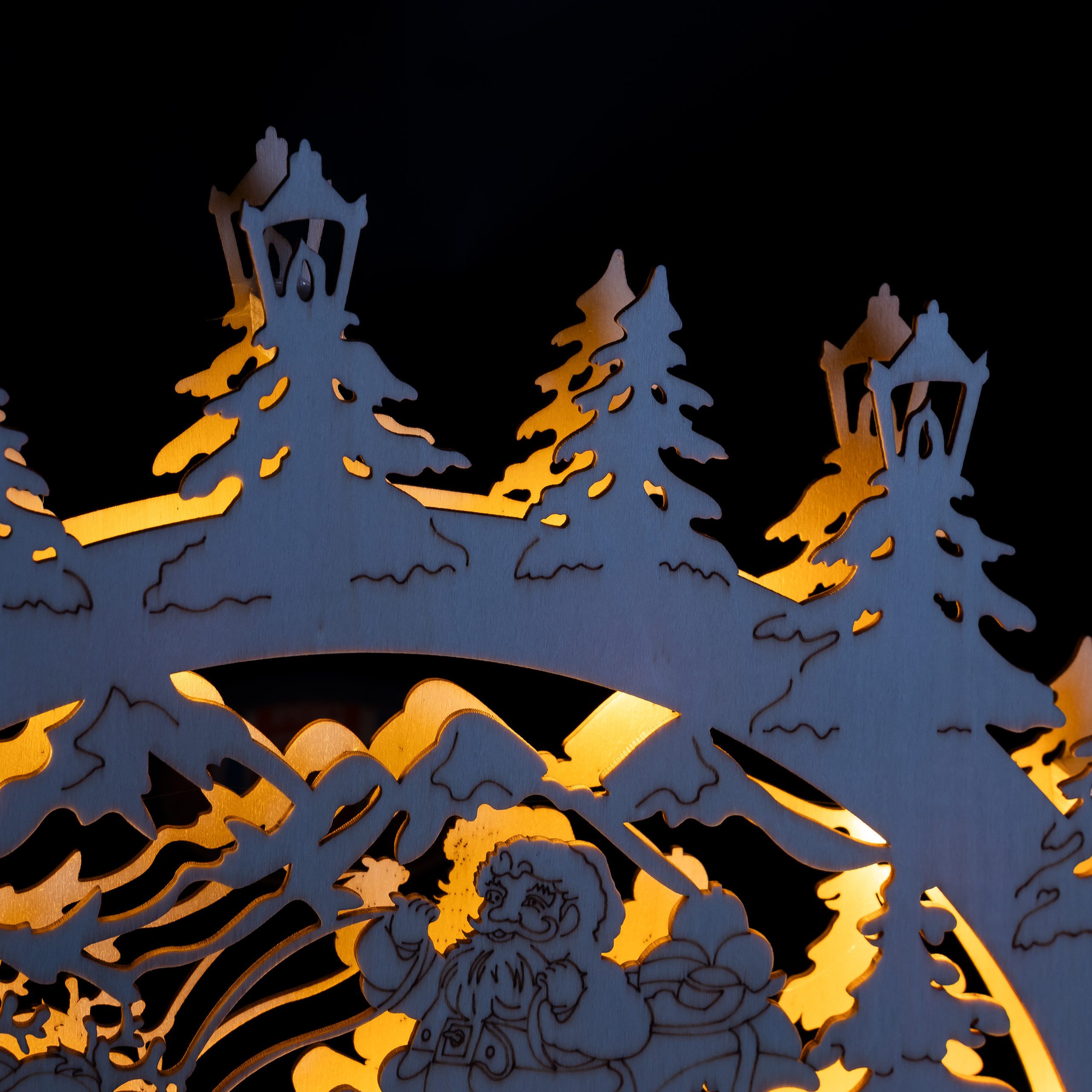 IC Winterworld LED Schwibbogen LED Lichterbogen aus Holz mit 10 LED beleuchtet, warm-weiß, mit Timer, moderne Weihnachtsdeko