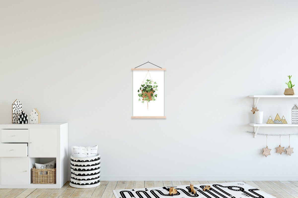 Blumentopf, Poster - - Pflanzen St), MuchoWow Wohnzimmer, Kletterpflanze Magnetisch (1 Hängender Bilderleiste, für Textilposter Posterleiste,