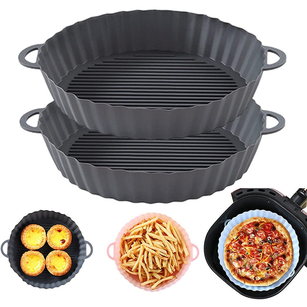TUWENA Silikonform 2STK Air Fryer Silikon Backblech Wiederverwendbarer Heißluftfritteuse, (2-tlg), Zur Verwendung in Heißluftfritteusen