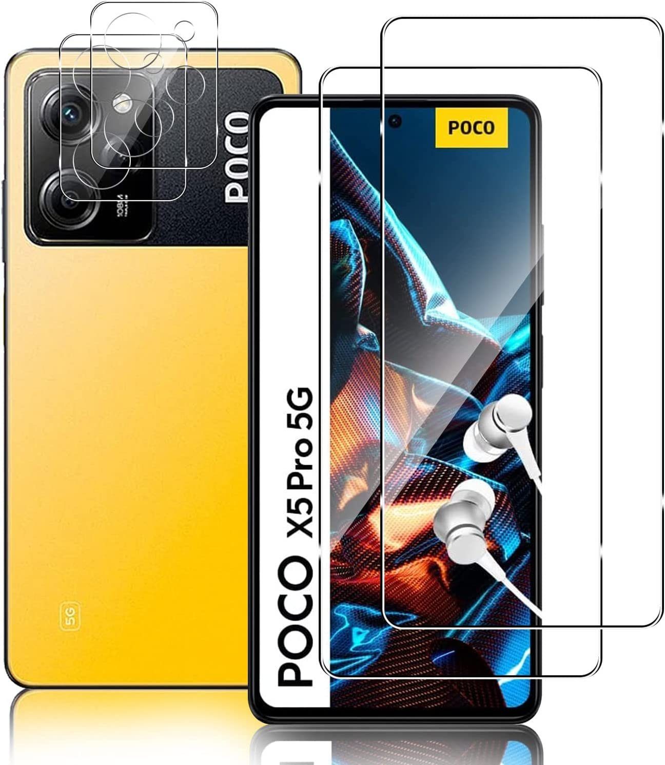 MSM Displayschutzfolie 2X Schutzglas (Display + Kamera) für Xiaomi POCO X5 Pro 5G für Xiaomi Poco X5 Pro 5G, Panzerglas