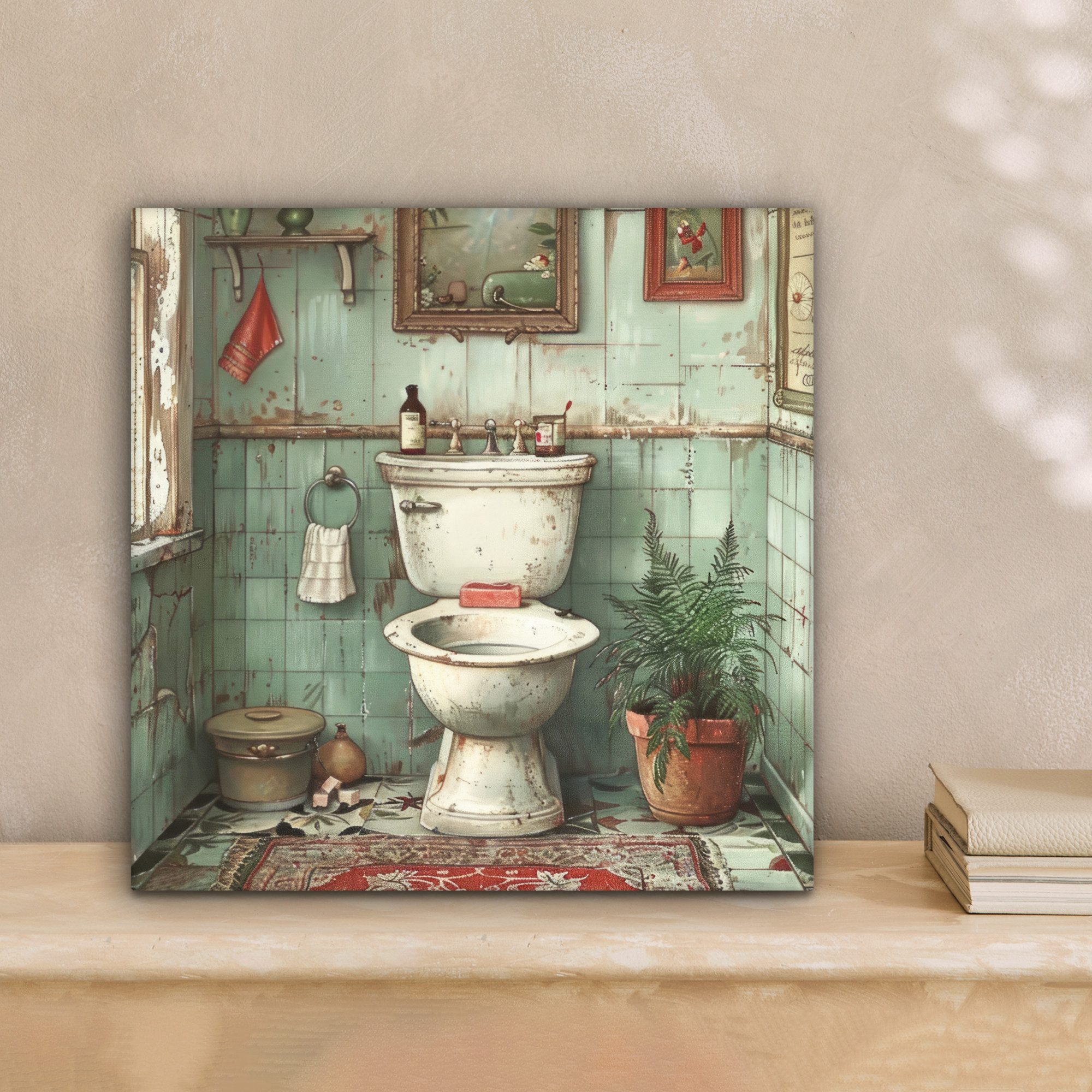 OneMillionCanvasses® Leinwandbild Weinlese - Toilette - Illustration, Fotod günstig online kaufen