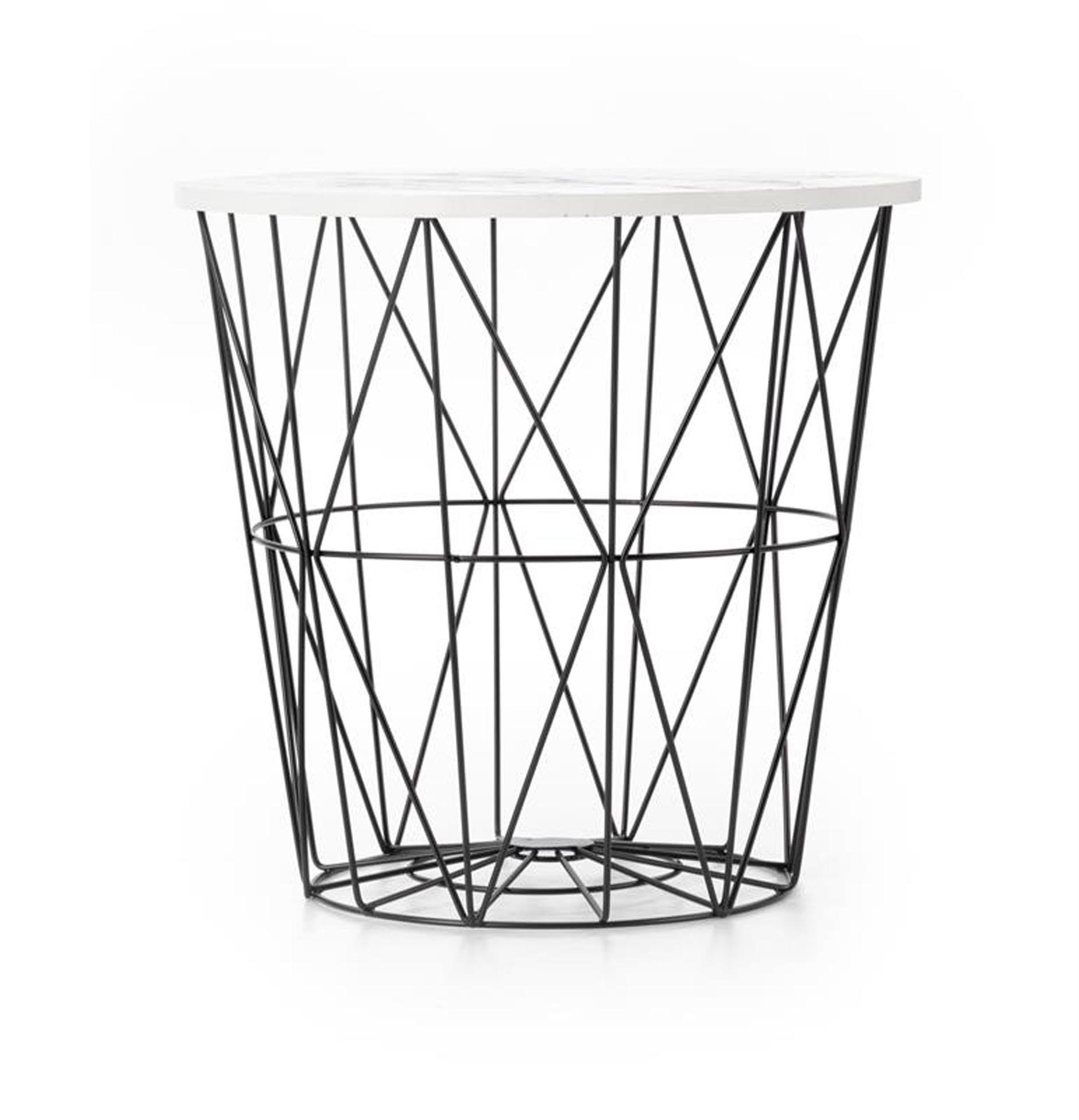 Cosy Home Ideas Beistelltisch Beistelltisch rund Marmor Optik weiß braun Metallgitter (1 Stück, 1 Tisch), Breite 42 cm, abnehmbarer Deckel für Stauraum